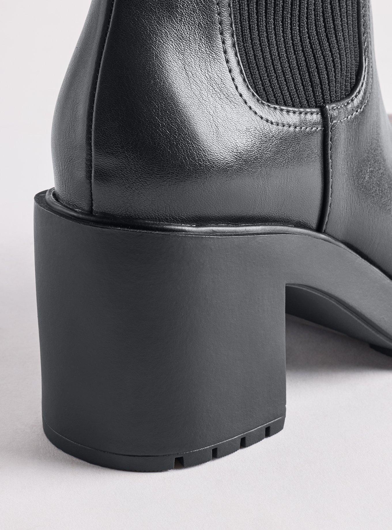 Heeled Lug Sole Chelsea Bootie (WW), BLACK, alternate