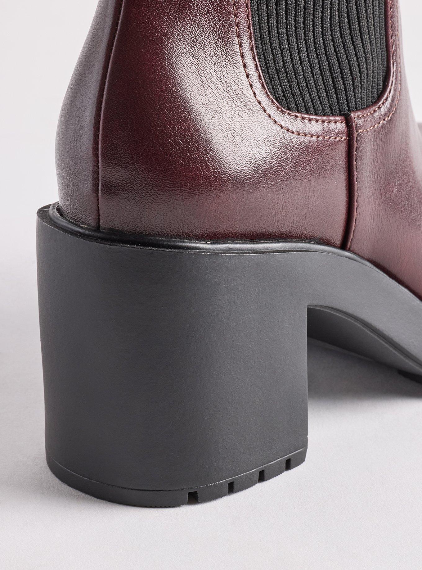 Heeled Lug Sole Chelsea Bootie (WW), BURGUNDY, alternate