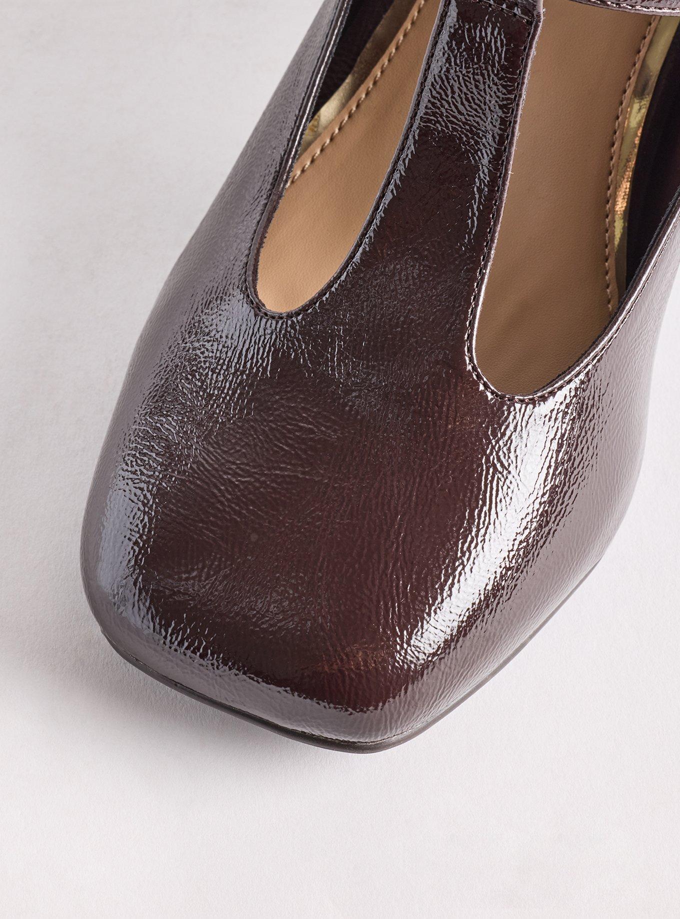 T-Strap Mary Jane Block Heel (WW), BROWN, alternate