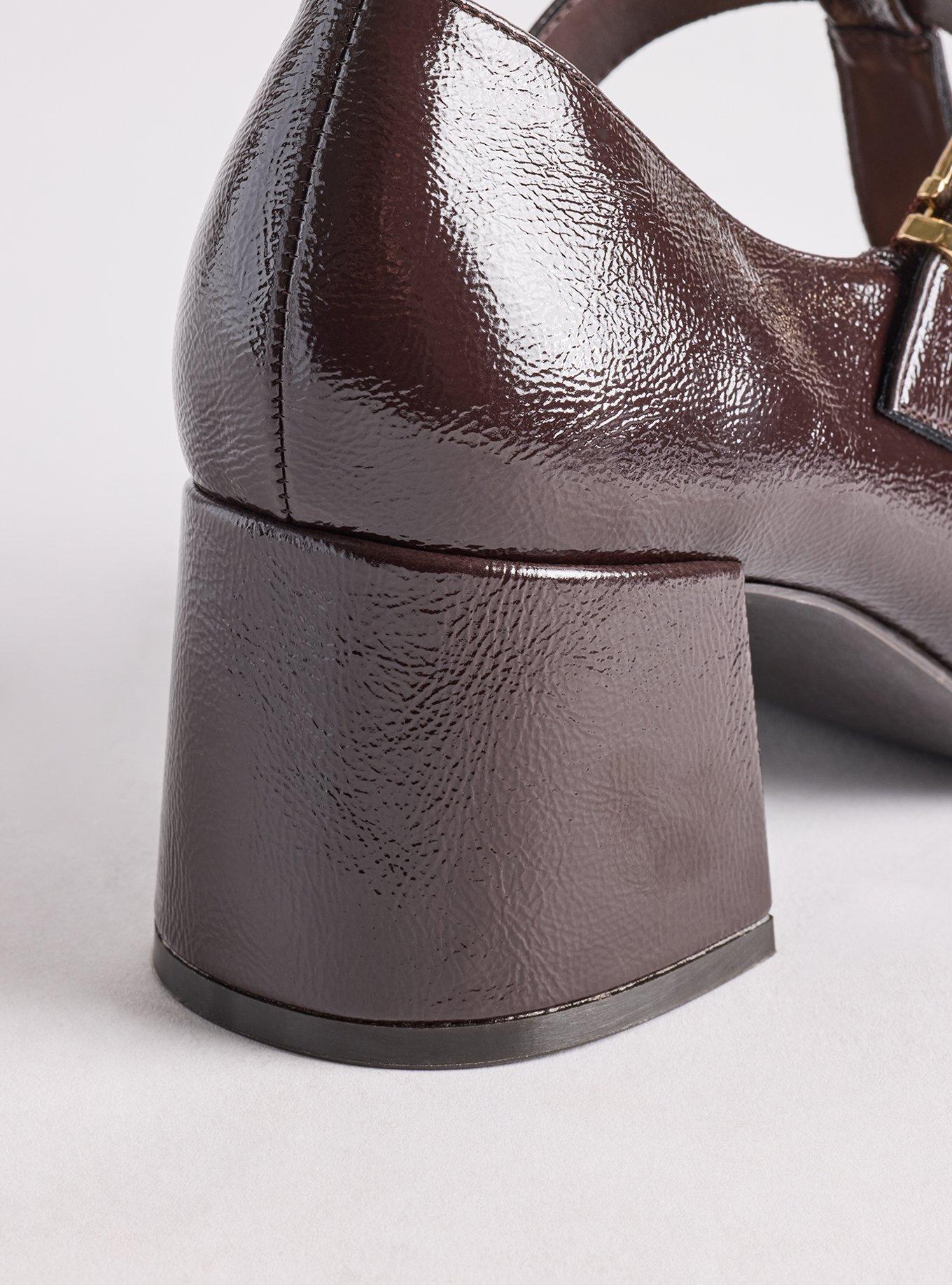 T-Strap Mary Jane Block Heel (WW), BROWN, alternate