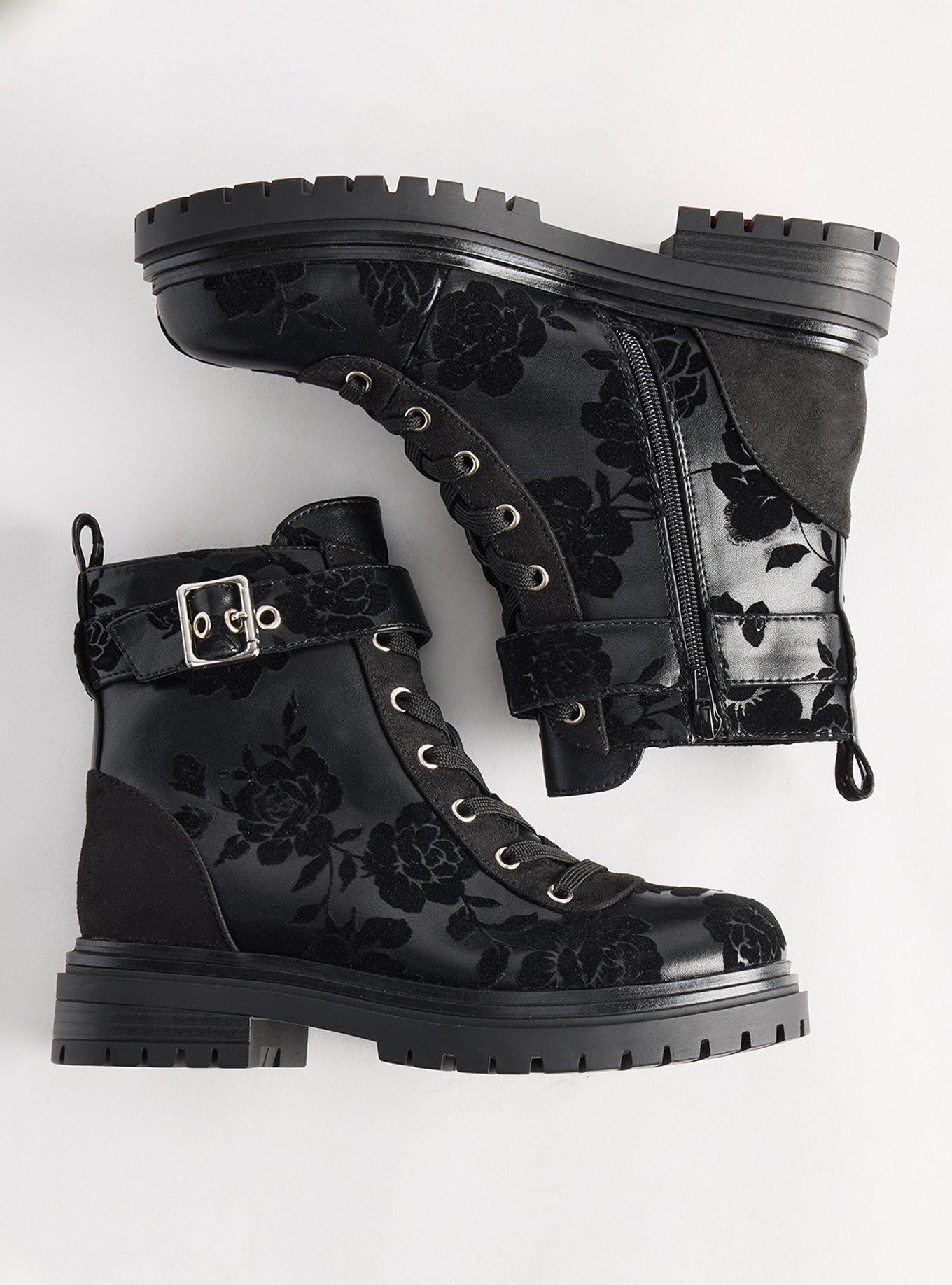Lug Sole Combat Bootie (WW), BLACK ROSE, hi-res