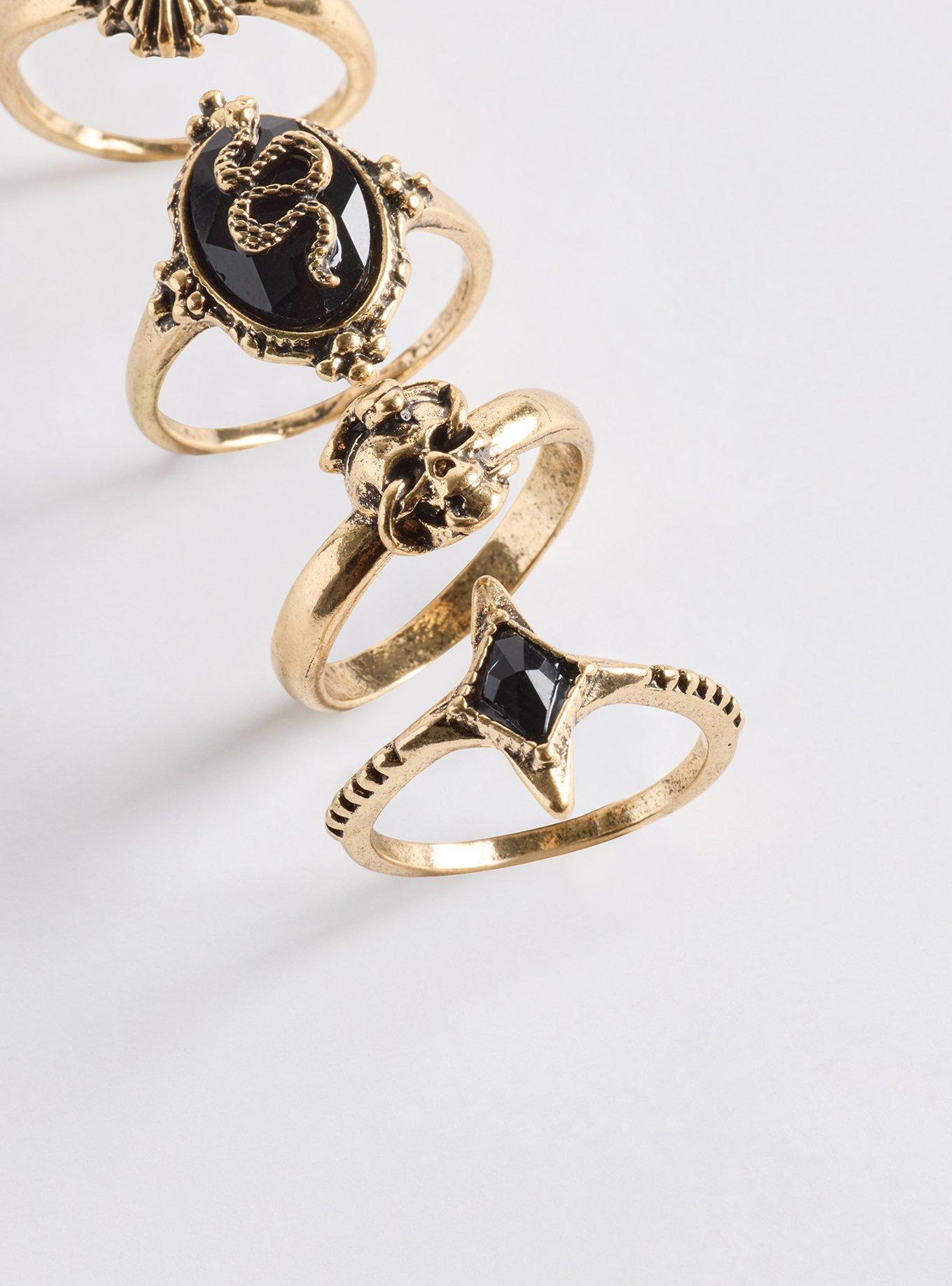Plus Size Snake Ring Set, GOLD, alternate