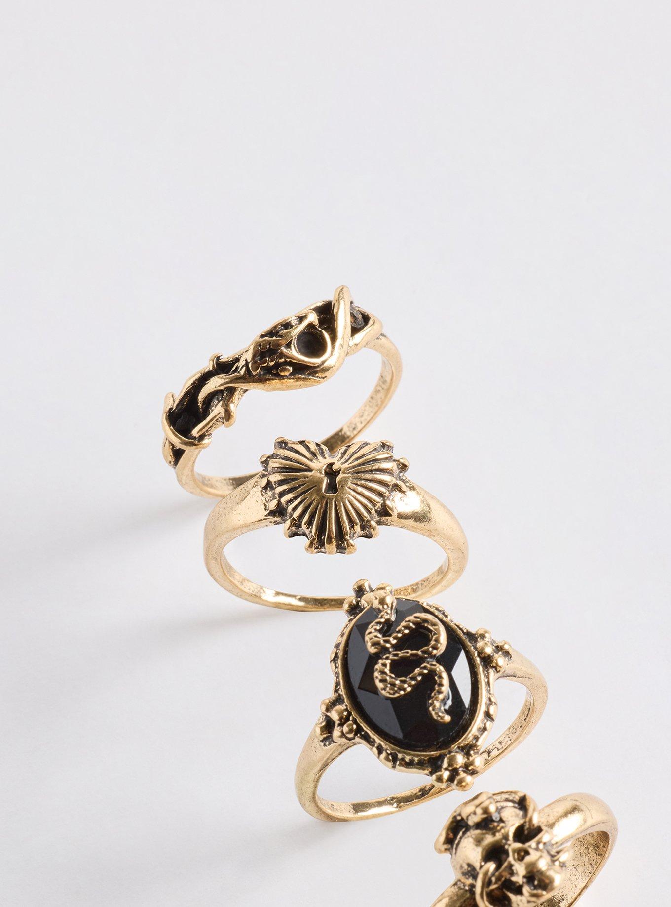 Plus Size Snake Ring Set, GOLD, alternate