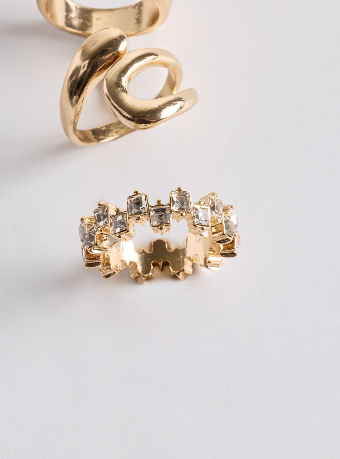 Plus Size Statement Ring Set, GOLD, alternate