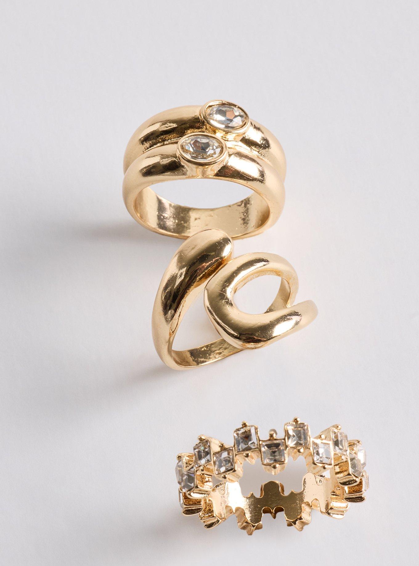 Plus Size Statement Ring Set, GOLD, alternate
