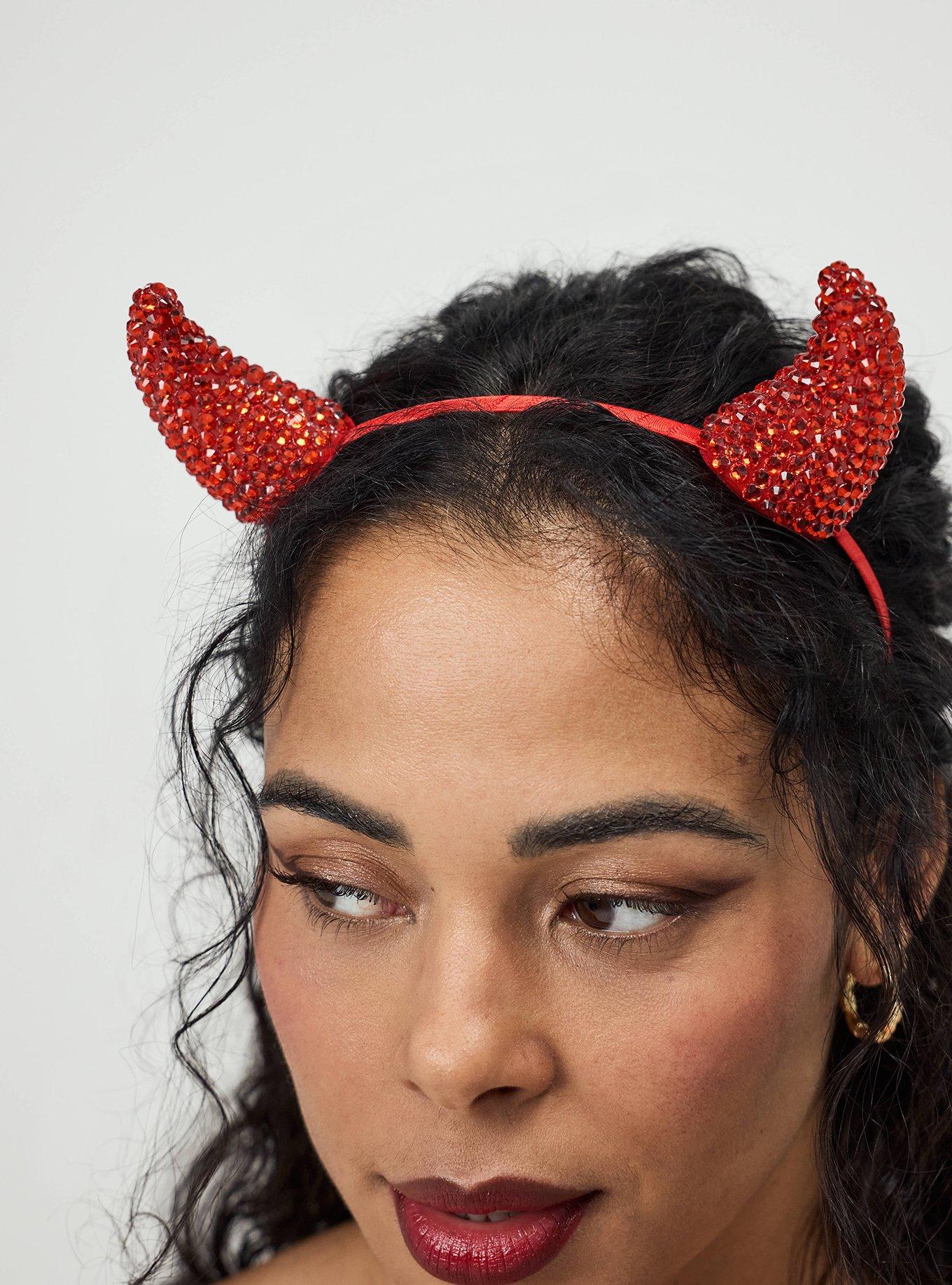 Plus Size Devil Horns Headband, , alternate