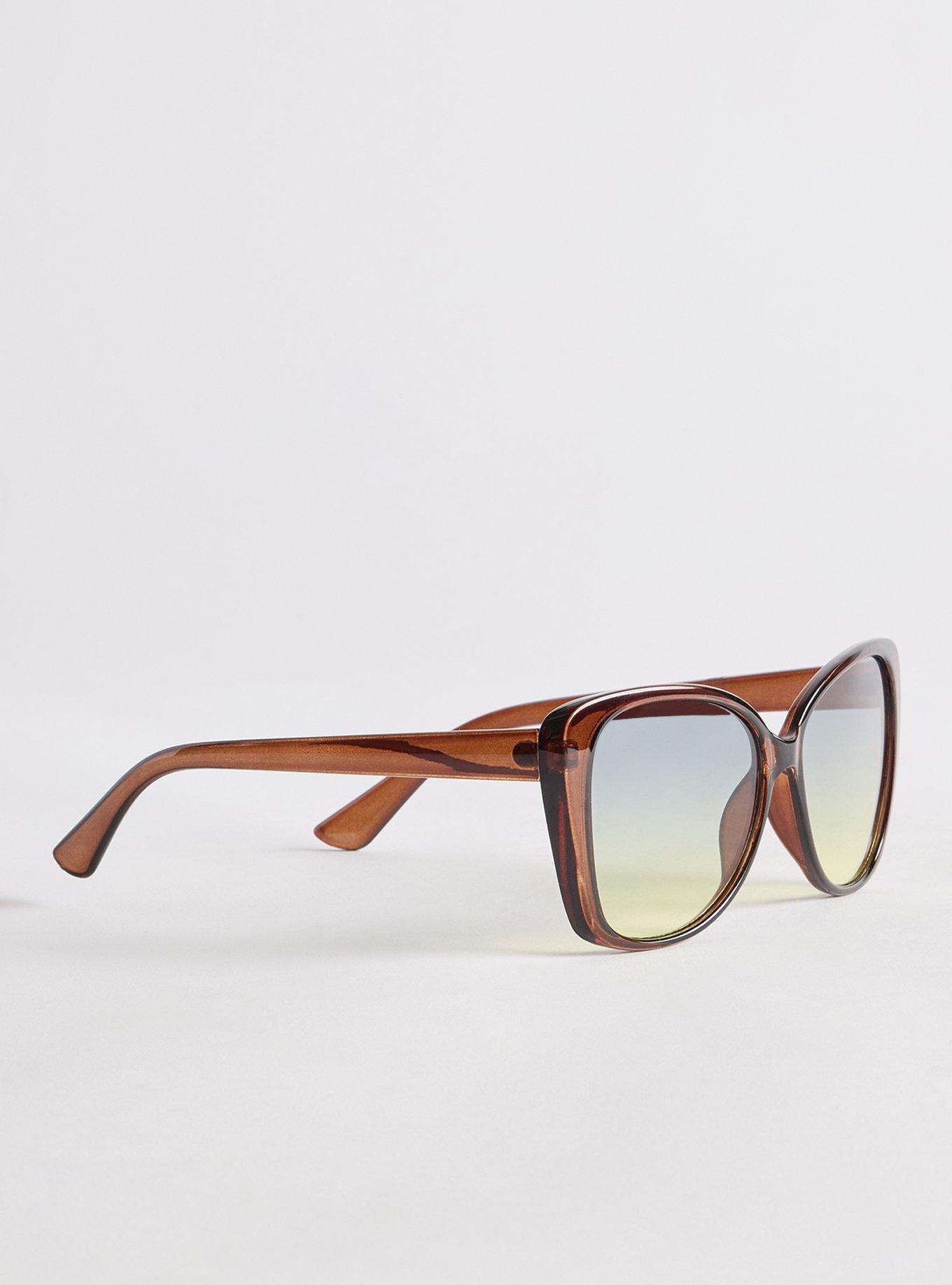 Plus Size Square Cat-Eye Ombre Lens Sunglasses, , alternate