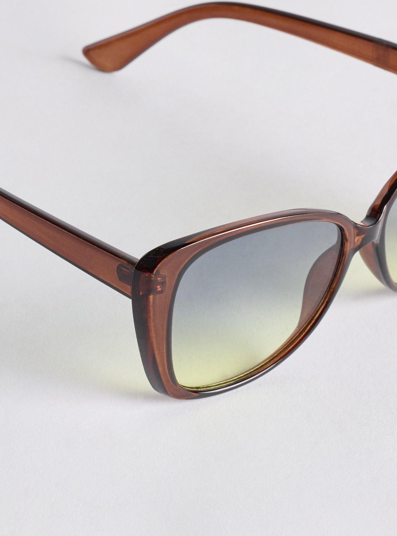 Plus Size Square Cat-Eye Ombre Lens Sunglasses, , alternate