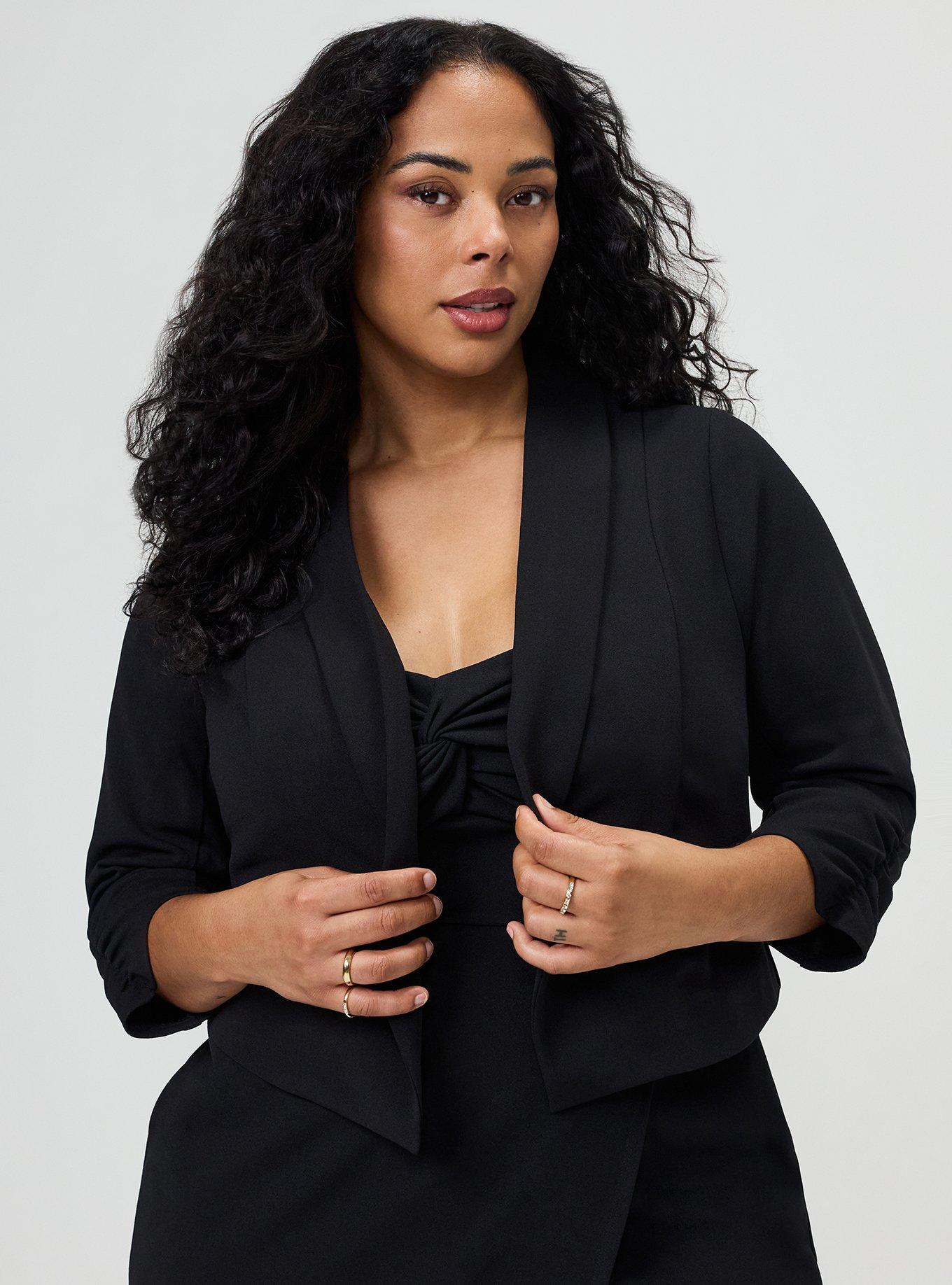 Scuba Crepe Hipster Blazer, DEEP BLACK, hi-res