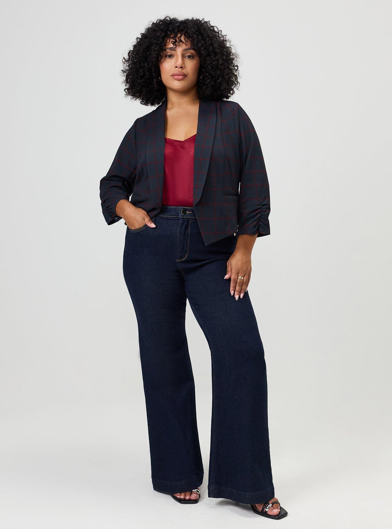 Scuba Crepe Hipster Blazer, GLADIS PLAID GRAY, alternate
