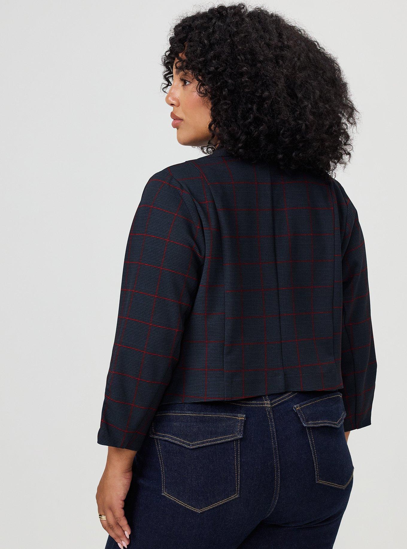 Scuba Crepe Hipster Blazer, GLADIS PLAID GRAY, alternate