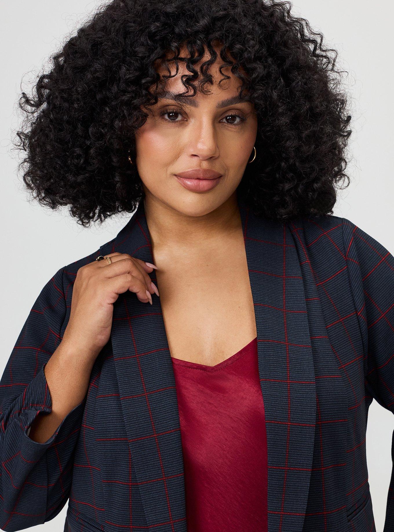 Scuba Crepe Hipster Blazer, GLADIS PLAID GRAY, alternate