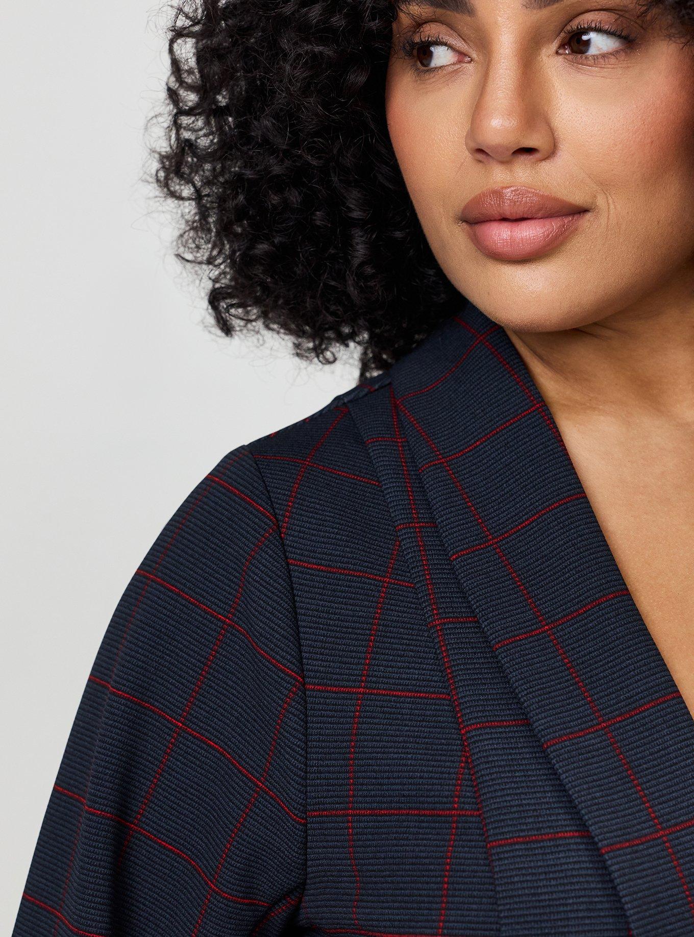 Scuba Crepe Hipster Blazer, GLADIS PLAID GRAY, alternate