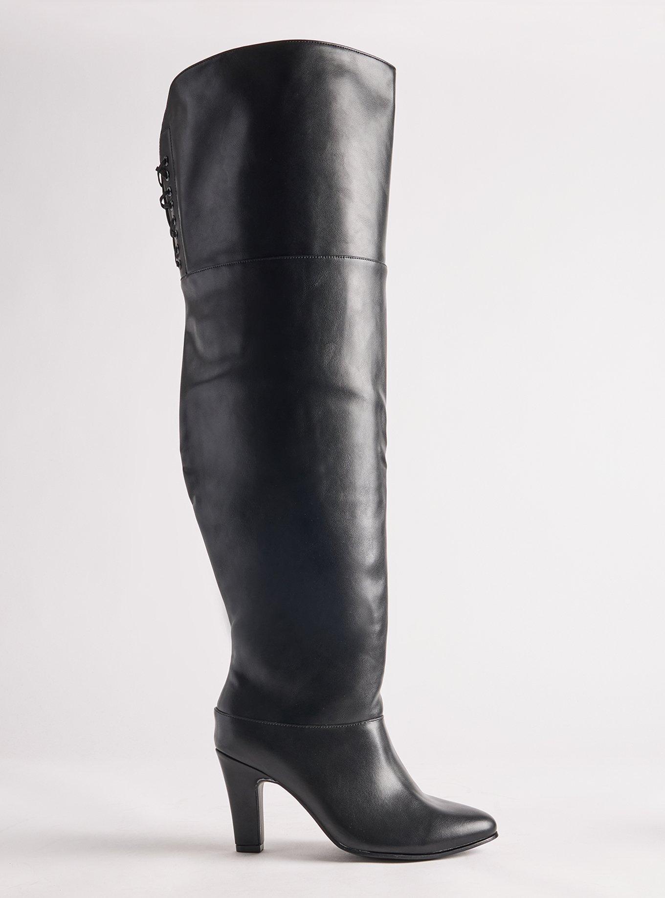 Corset Back Over the Knee Boot (WW), BLACK, alternate
