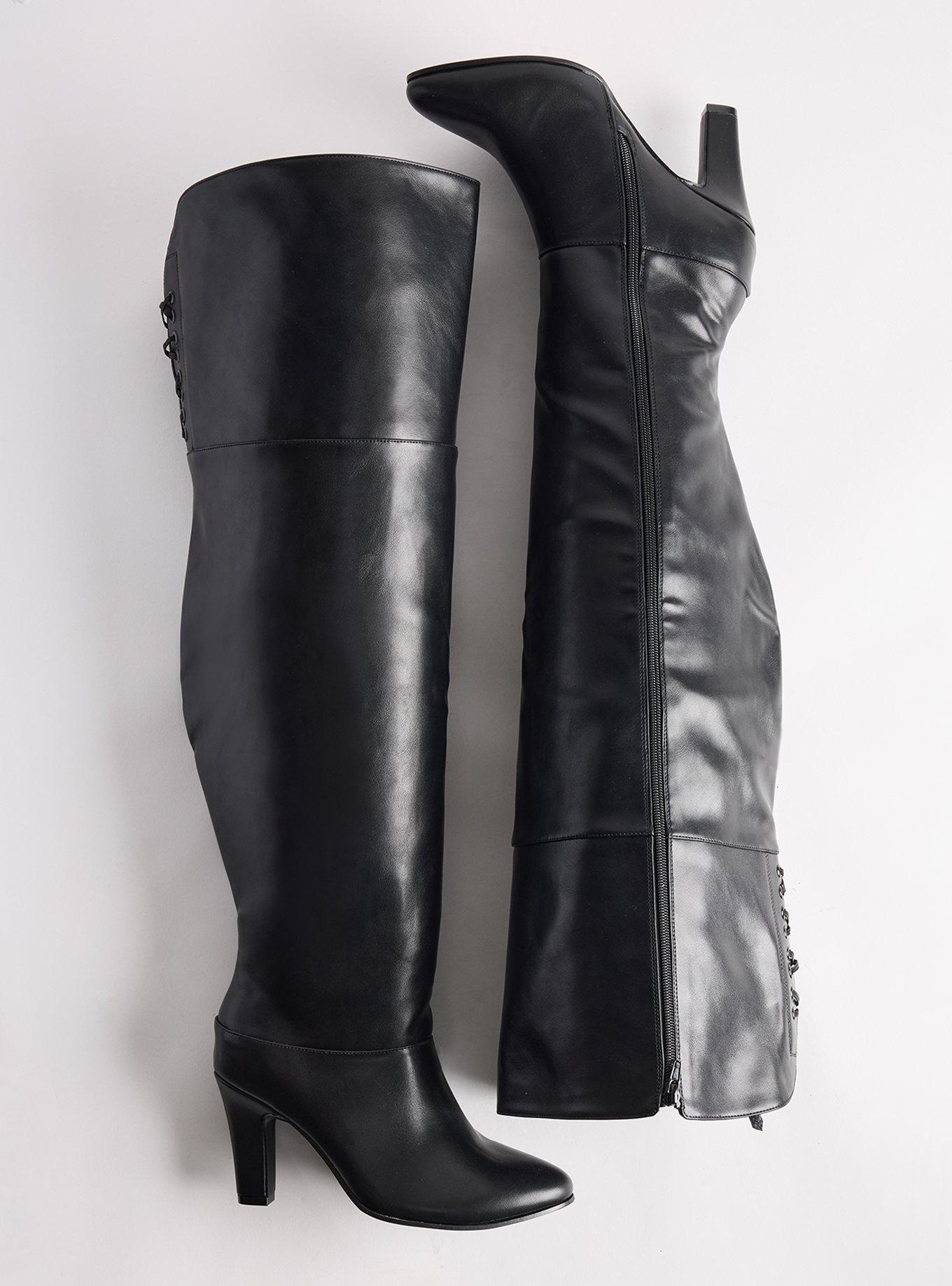Corset Back Over the Knee Boot (WW), BLACK, hi-res