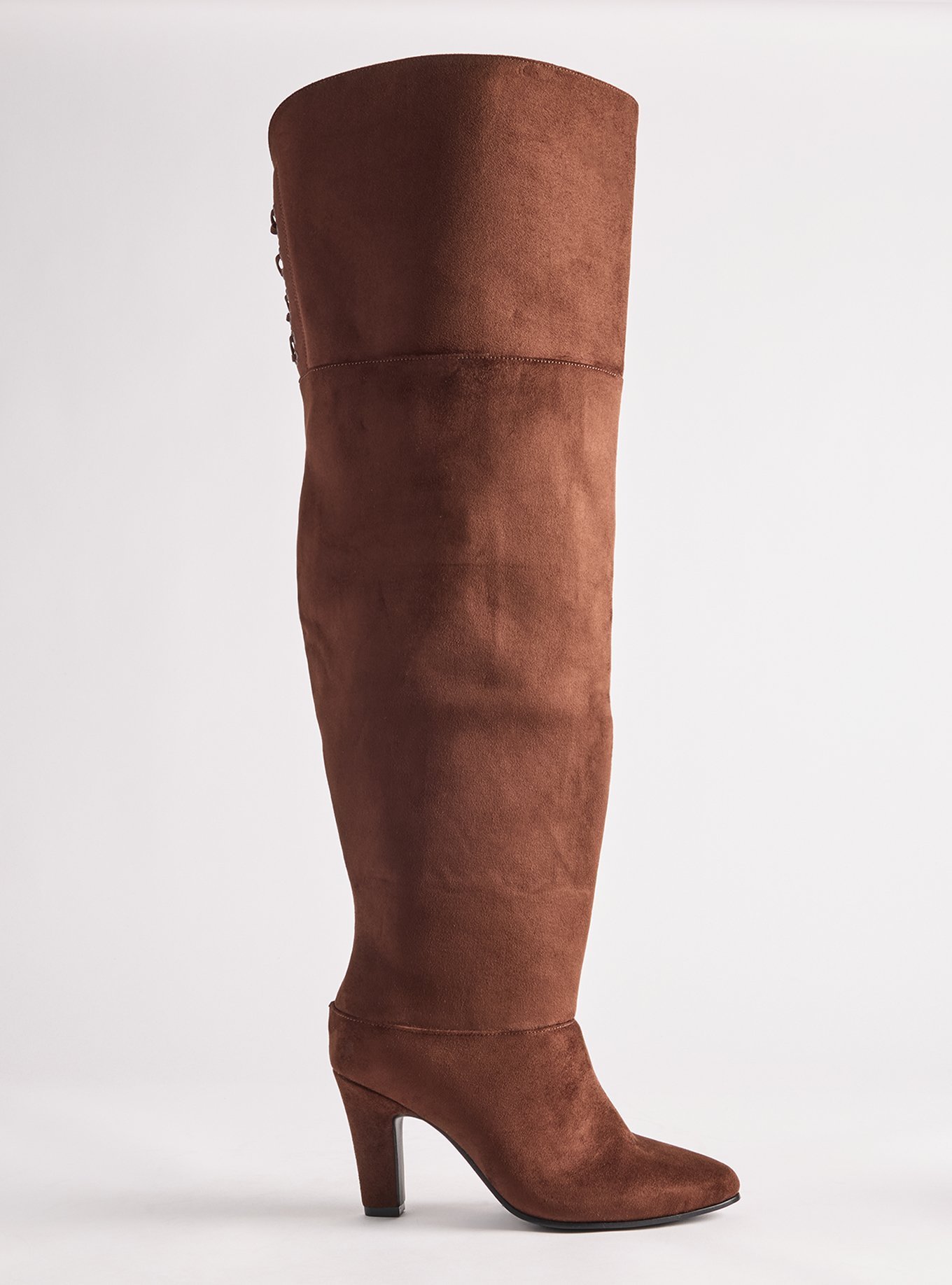 Corset Back Over the Knee Boot (WW), DARK BROWN, alternate