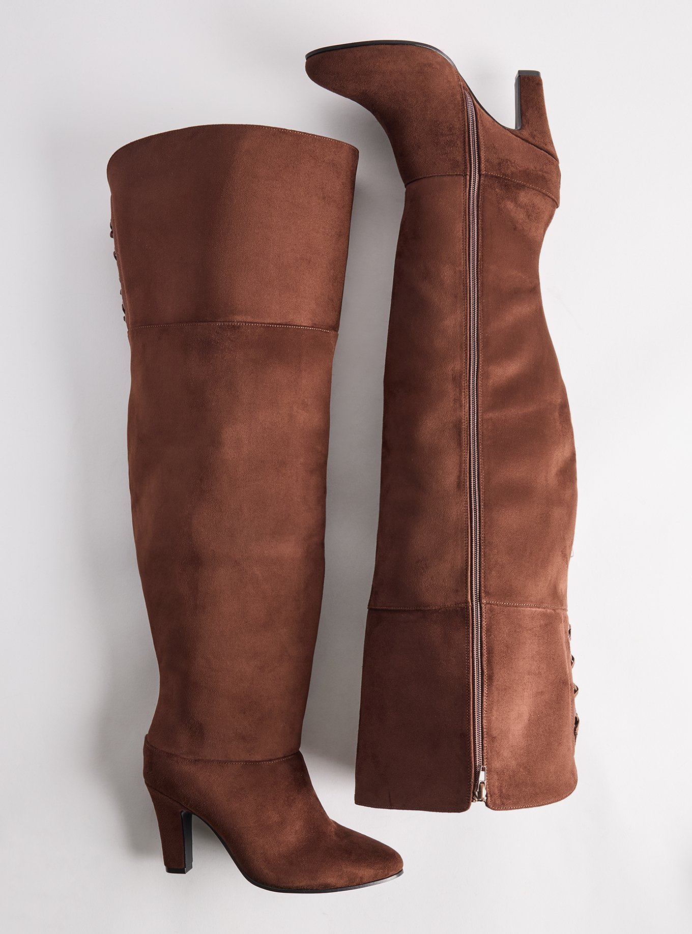 Corset Back Over the Knee Boot (WW), DARK BROWN, hi-res