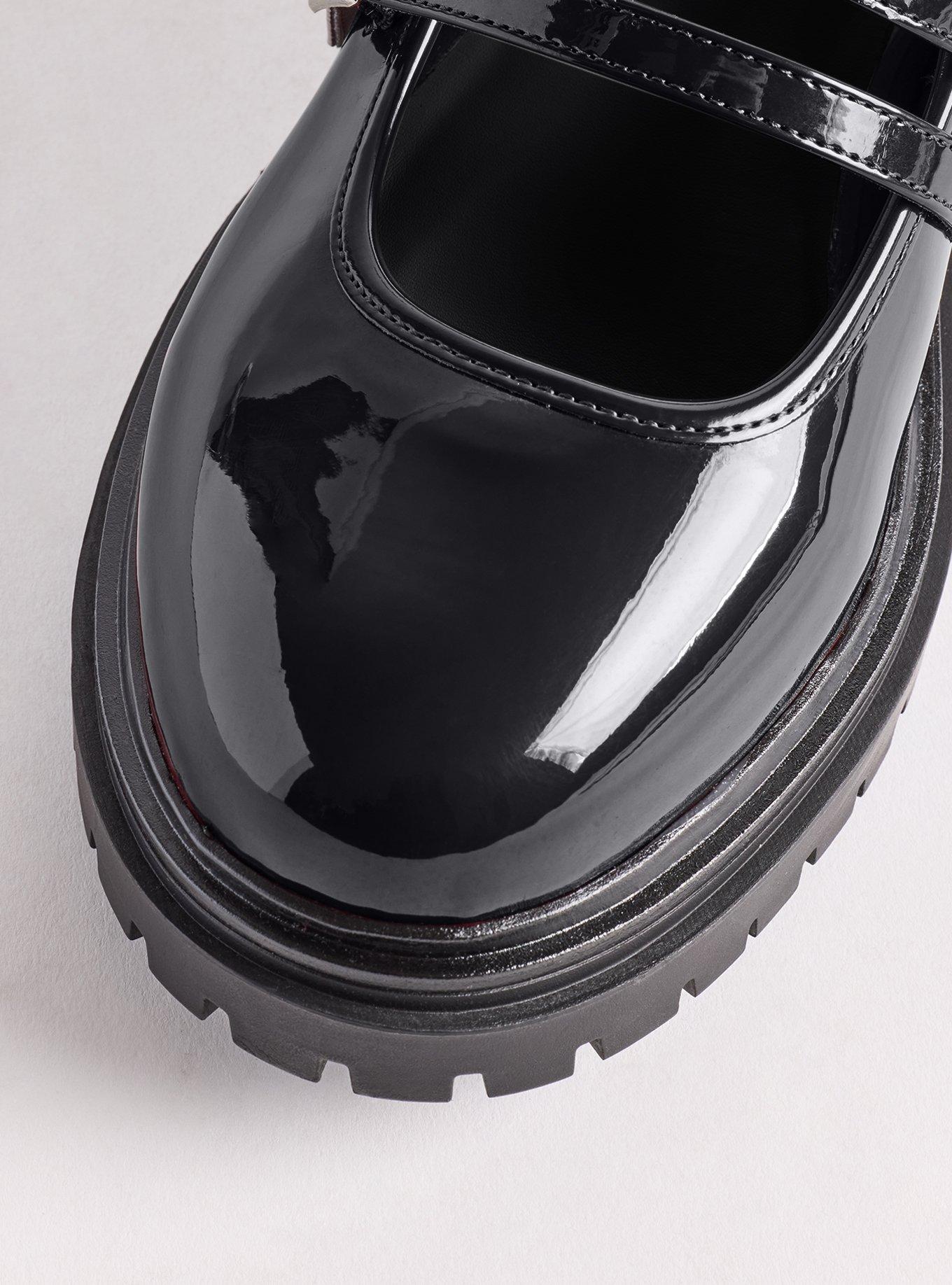 Lug Sole Mary Jane Flat (WW), BLACK PATENT, alternate