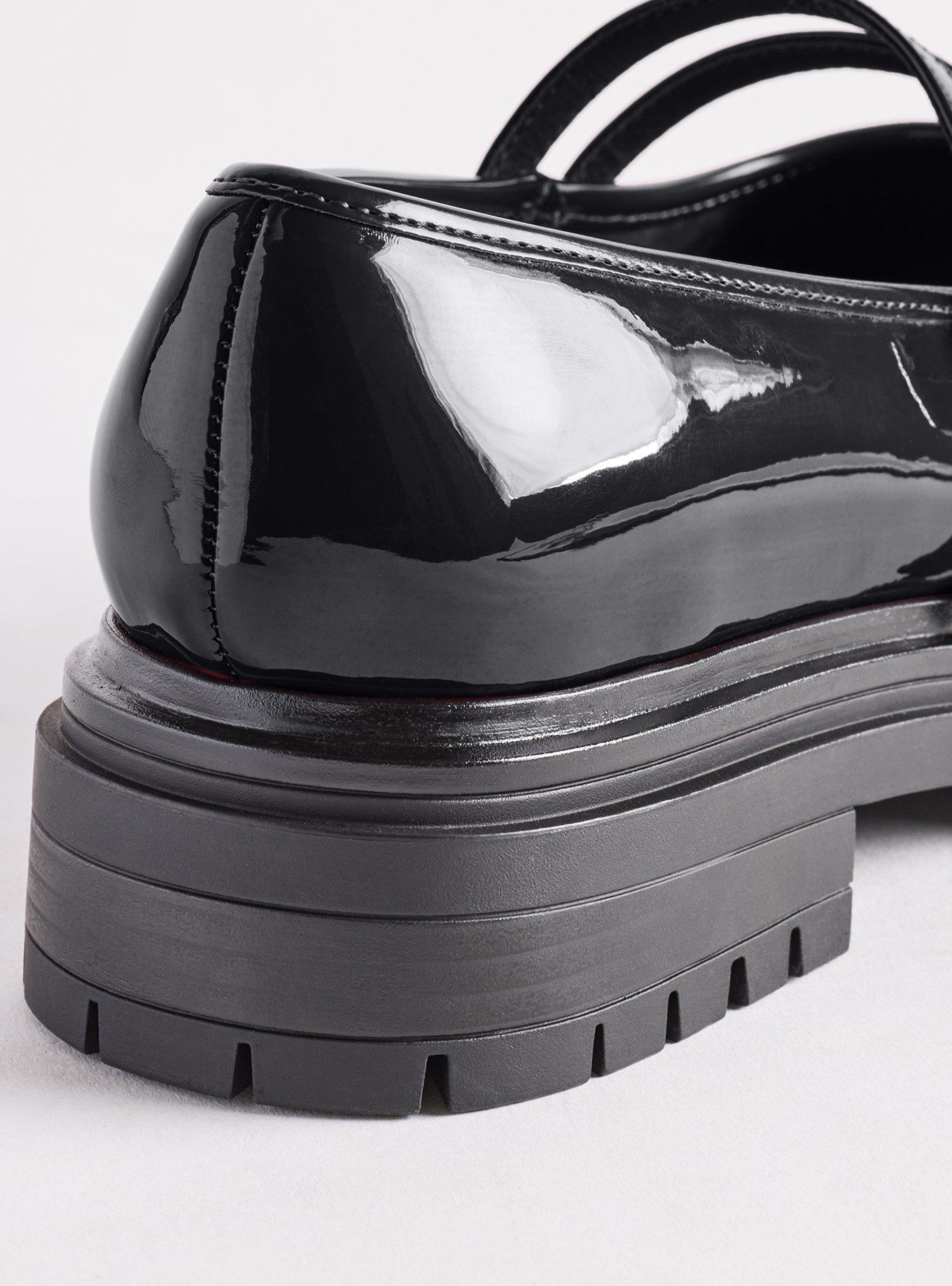 Lug Sole Mary Jane Flat (WW), BLACK PATENT, alternate