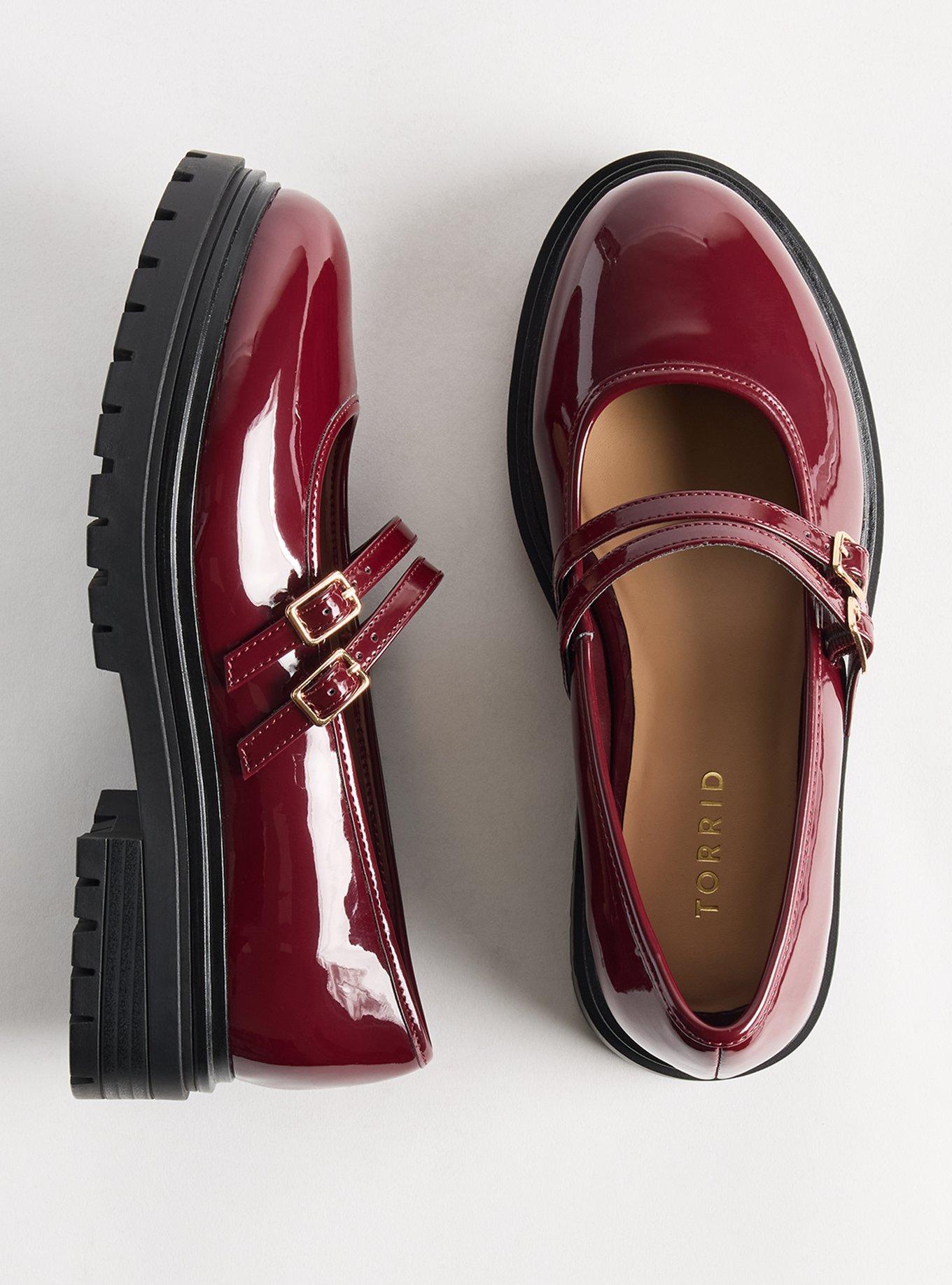 Lug Sole Mary Jane Flat (WW), OXBLOOD PATENT, hi-res
