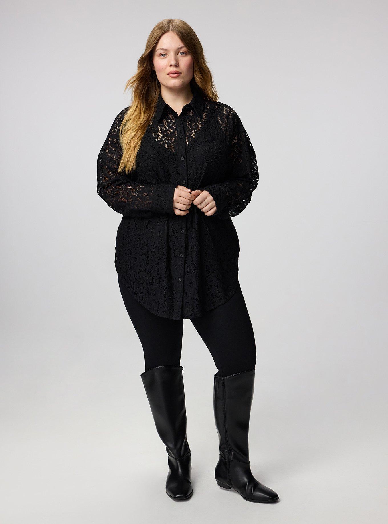 Lace Tunic Shirt, DEEP BLACK, alternate