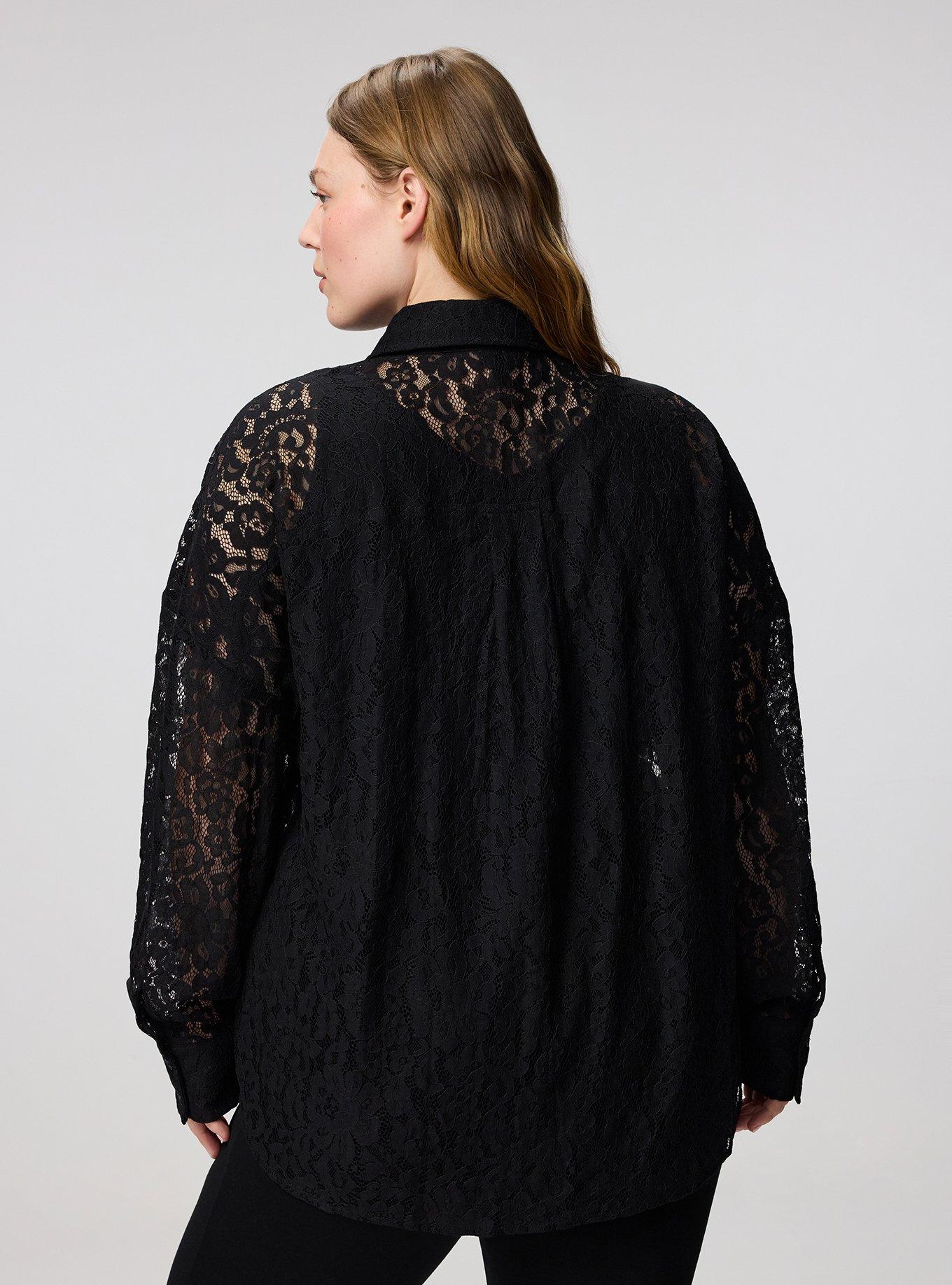 Lace Tunic Shirt, DEEP BLACK, alternate
