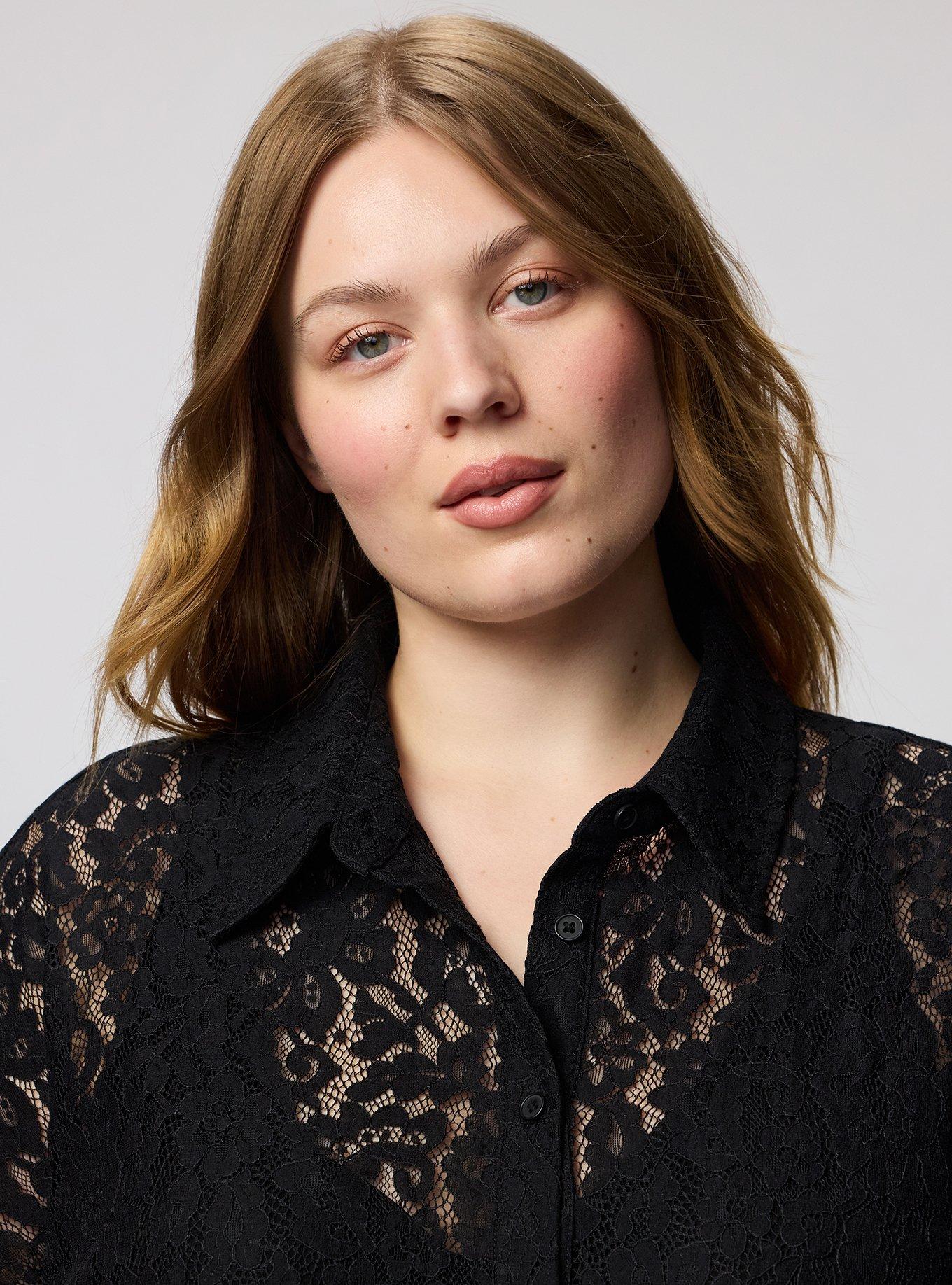 Lace Tunic Shirt, DEEP BLACK, alternate