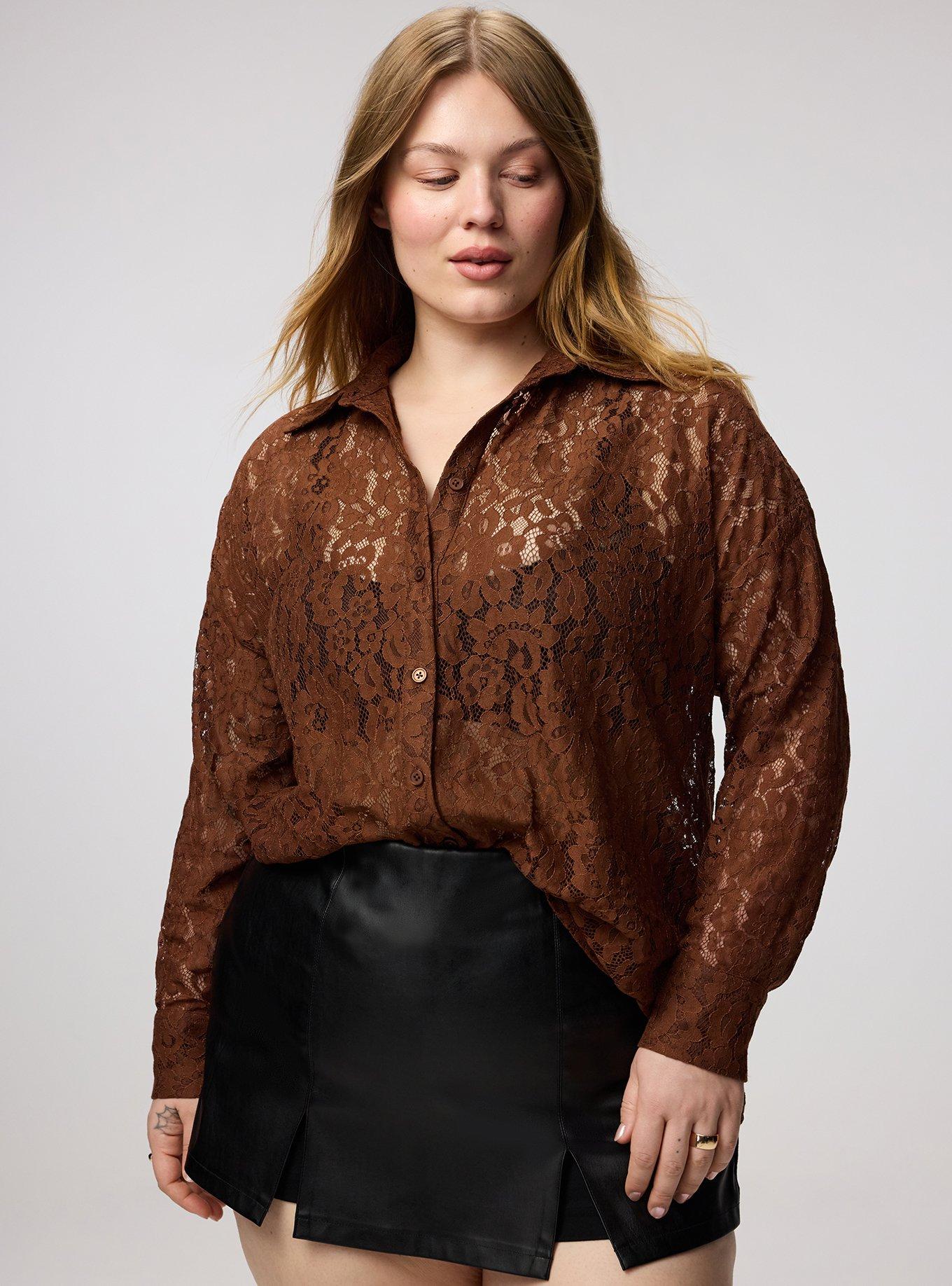 Lace Tunic Shirt, CAPPUCCINO, alternate