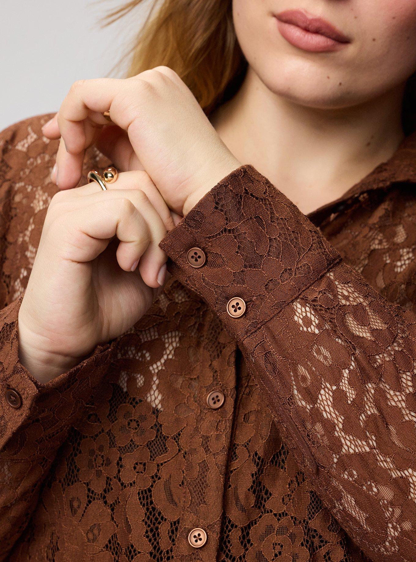 Lace Tunic Shirt, CAPPUCCINO, alternate