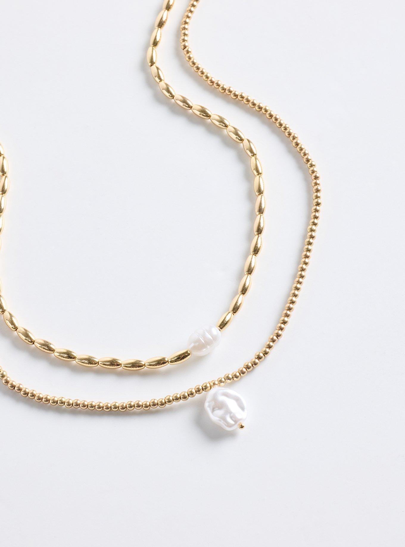 Beaded Pearl Layered Necklace, , alternate