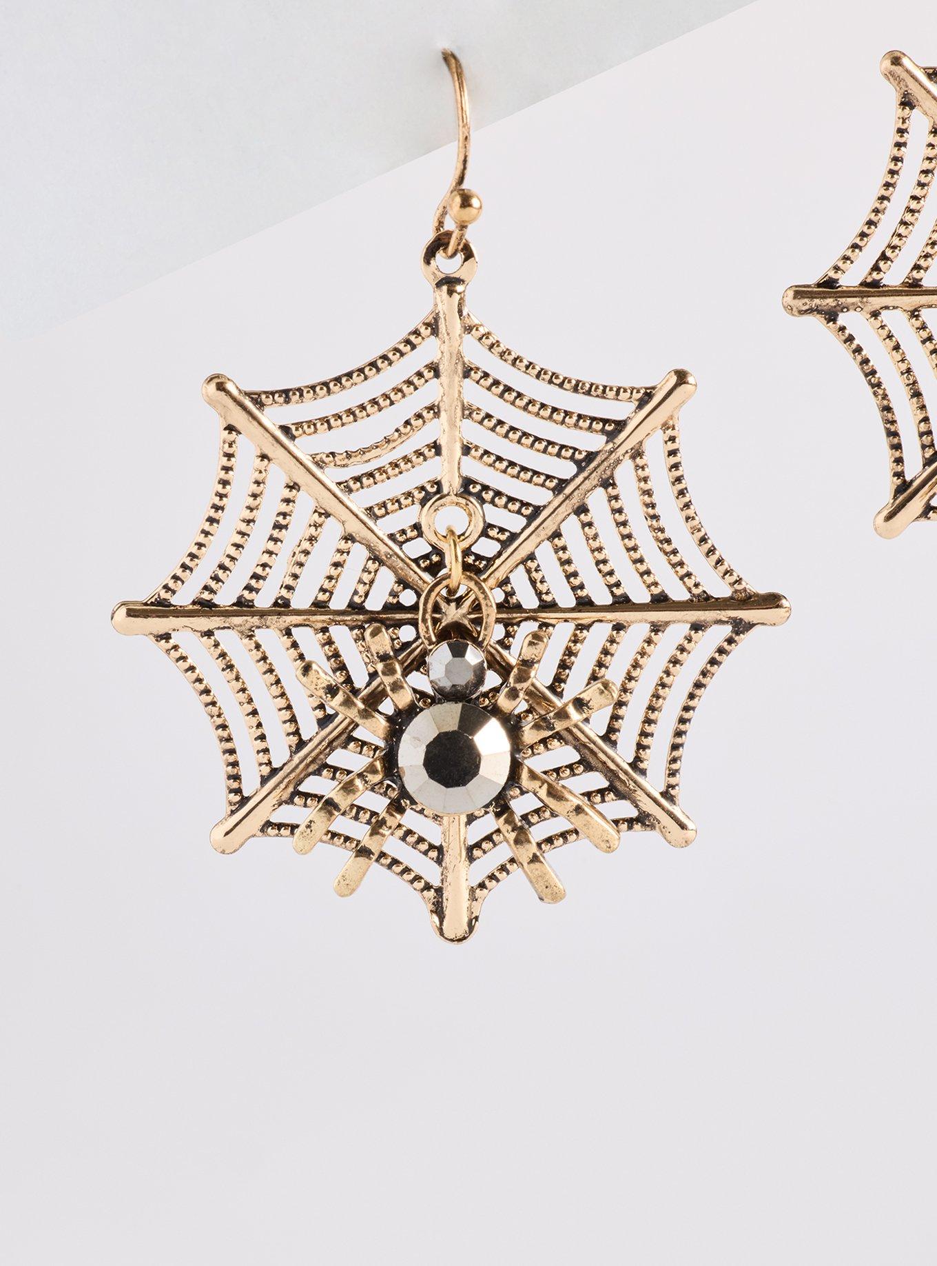 Plus Size Spider Web Statement Earrings, , alternate