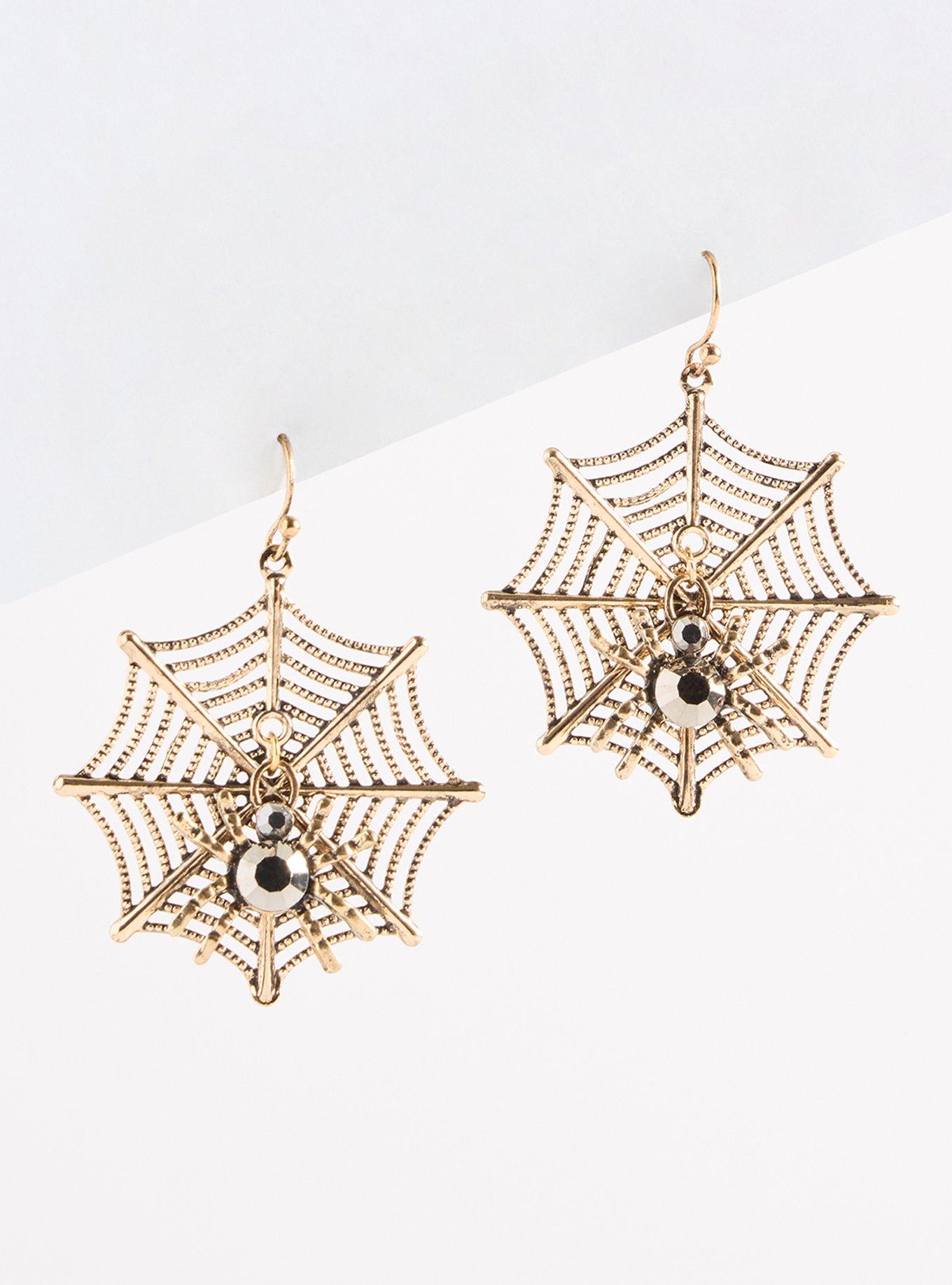 Plus Size Spider Web Statement Earrings, , hi-res