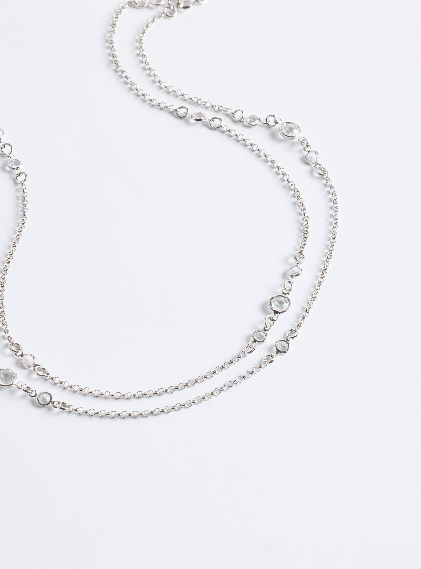 Plus Size Stone Station Layered Necklace, , alternate
