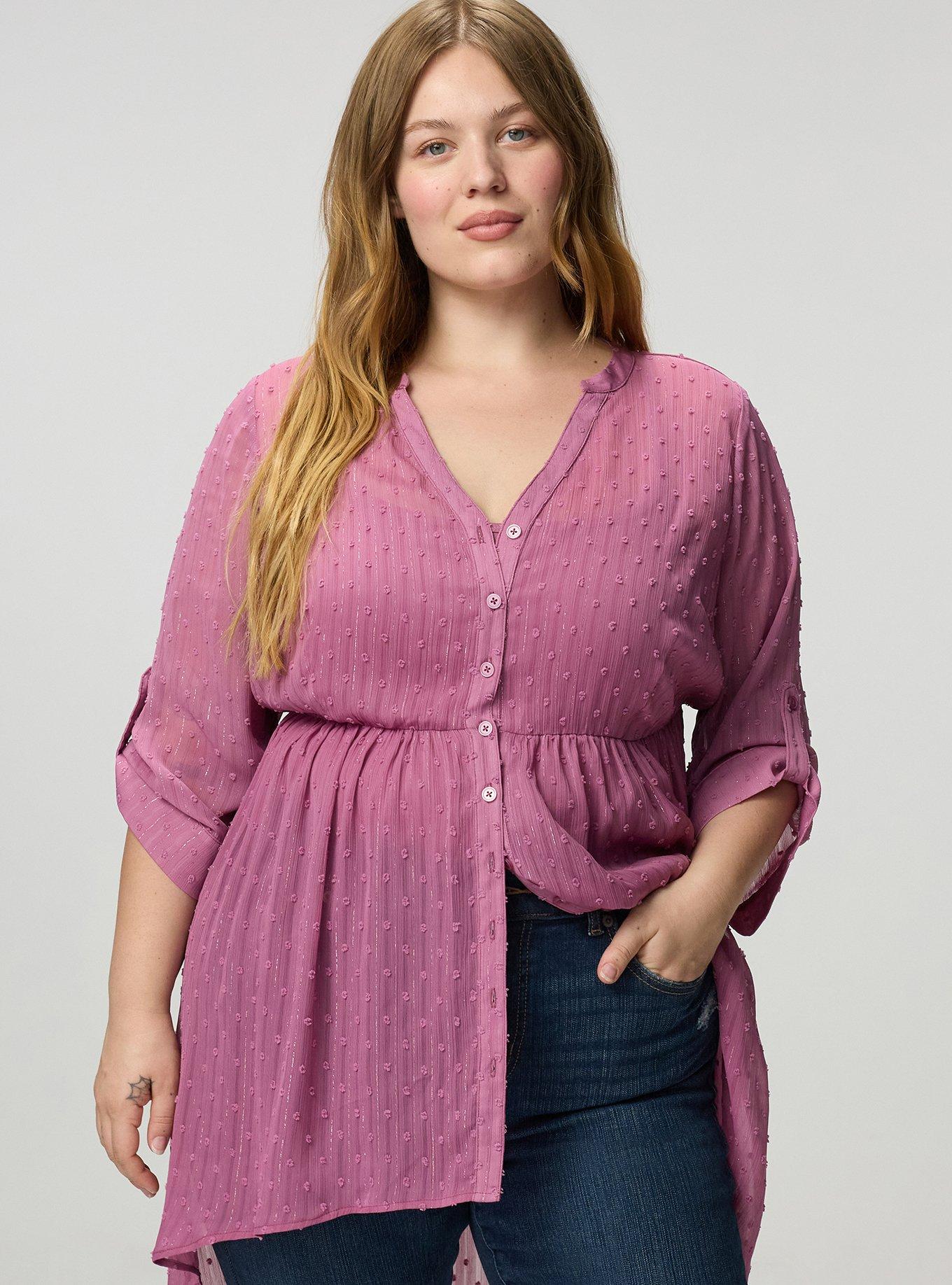 Lexie Babydoll 3/4 Sleeve High-Low Tunic, MELLOW MAUVE, alternate