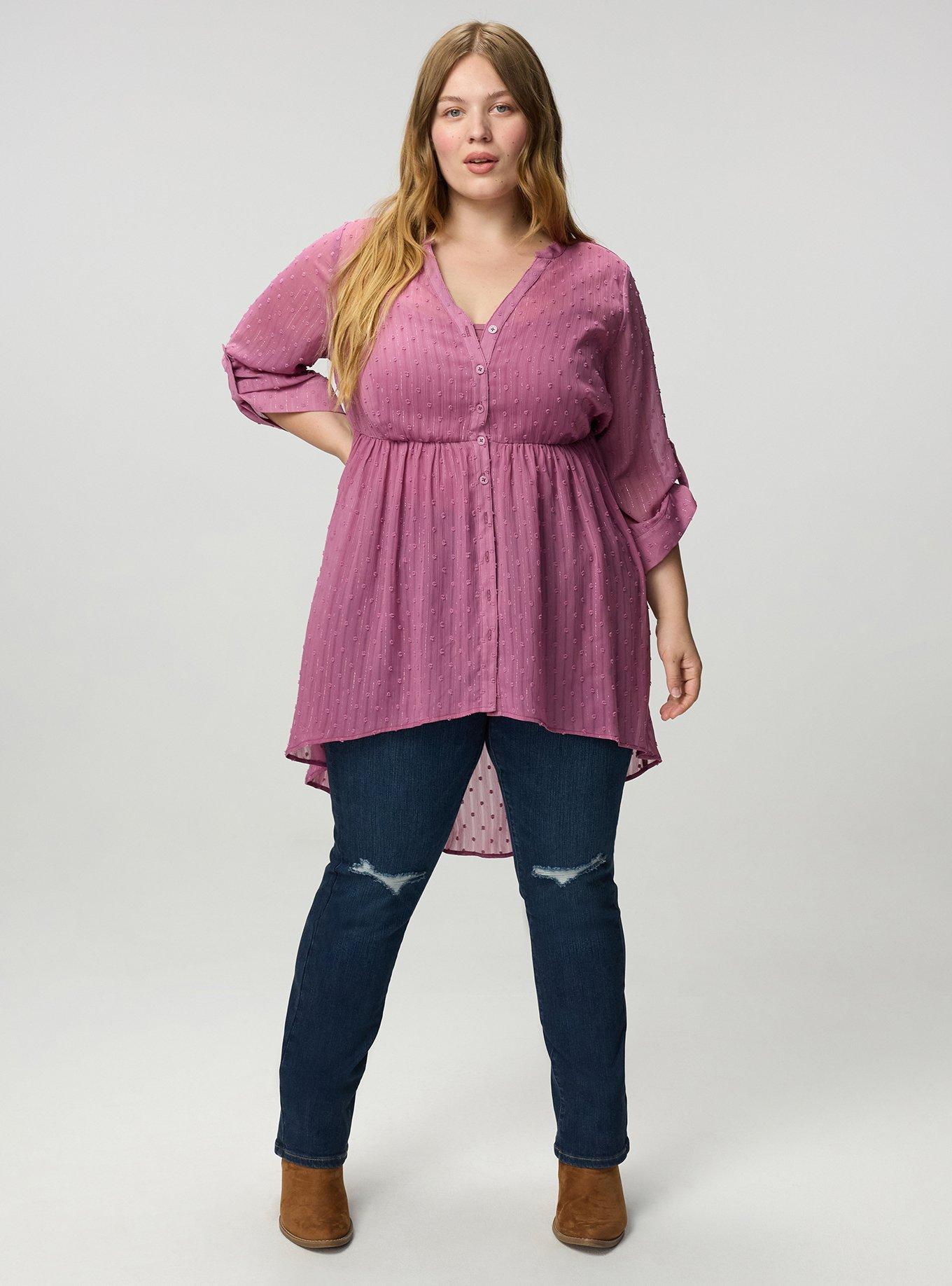 Lexie Babydoll 3/4 Sleeve High-Low Tunic, MELLOW MAUVE, alternate