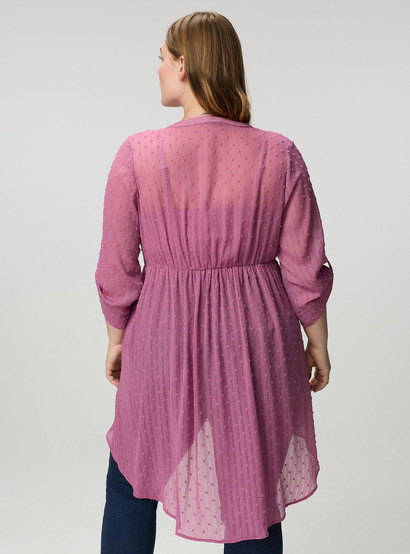 Lexie Babydoll 3/4 Sleeve High-Low Tunic, MELLOW MAUVE, alternate