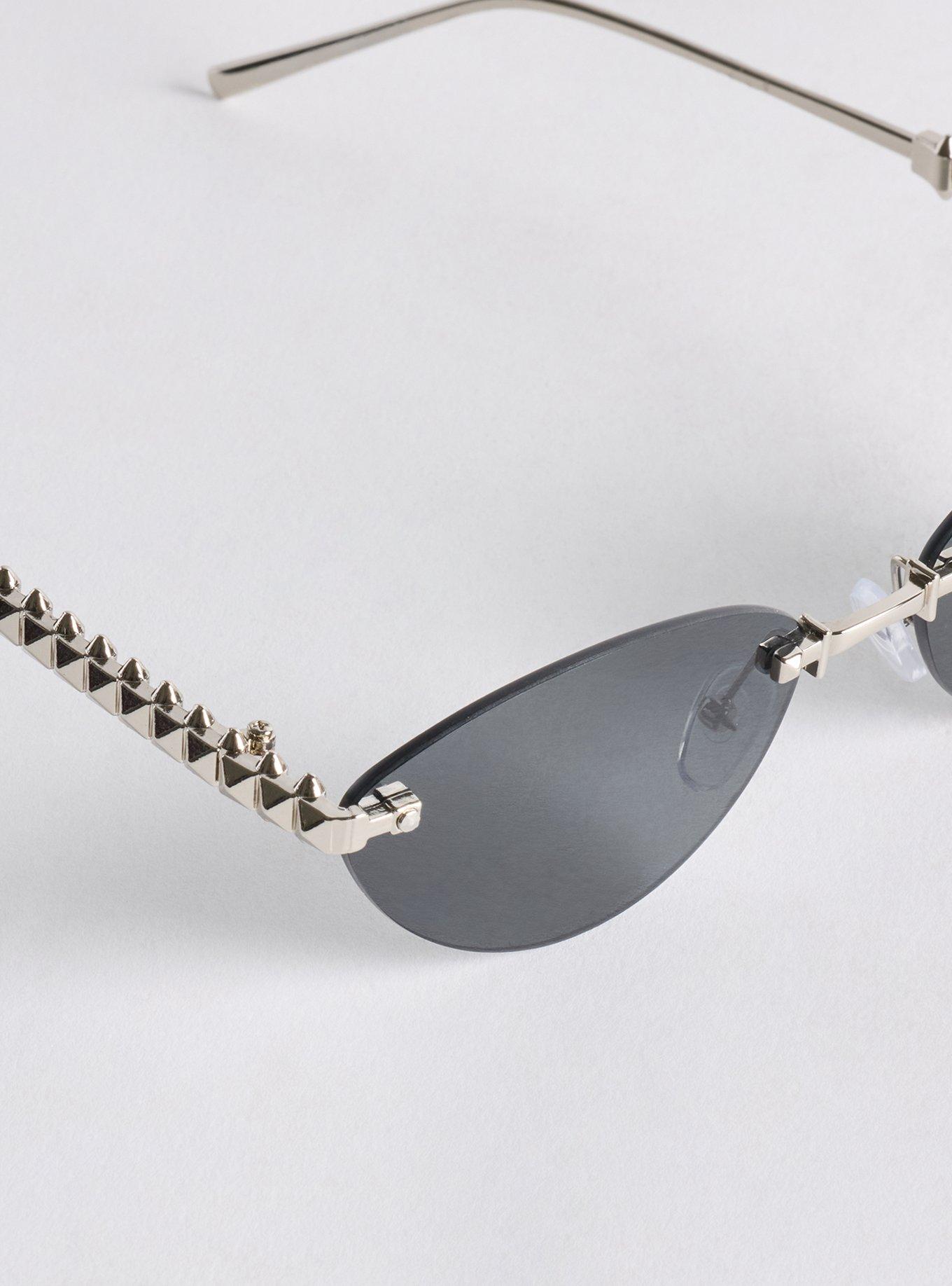 Plus Size Rimless Stud Cat-Eye Sunglasses, , alternate