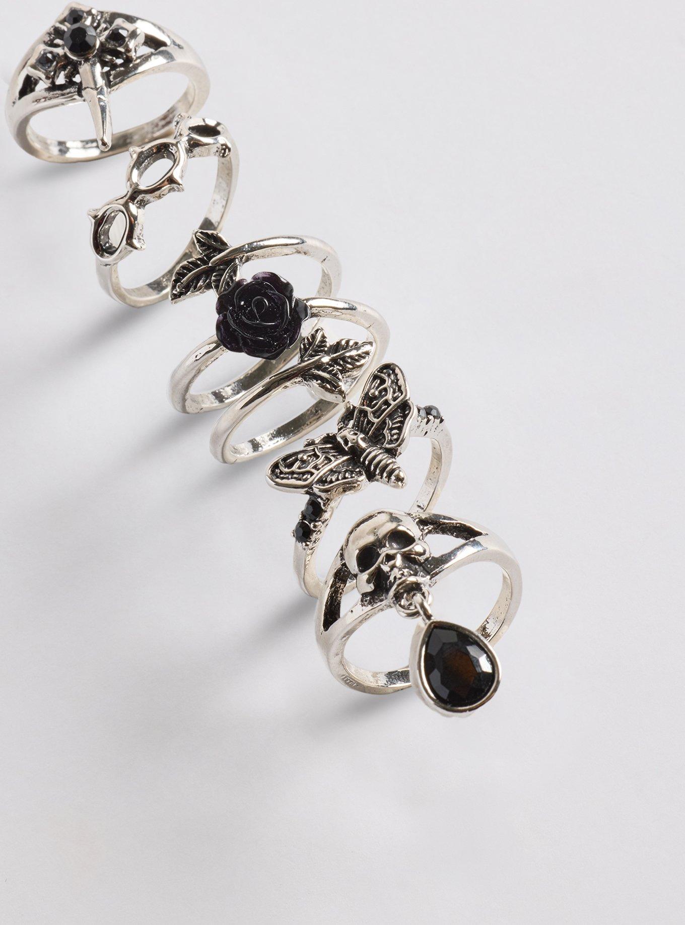 Skull & Dagger Ring Set, SILVER, alternate