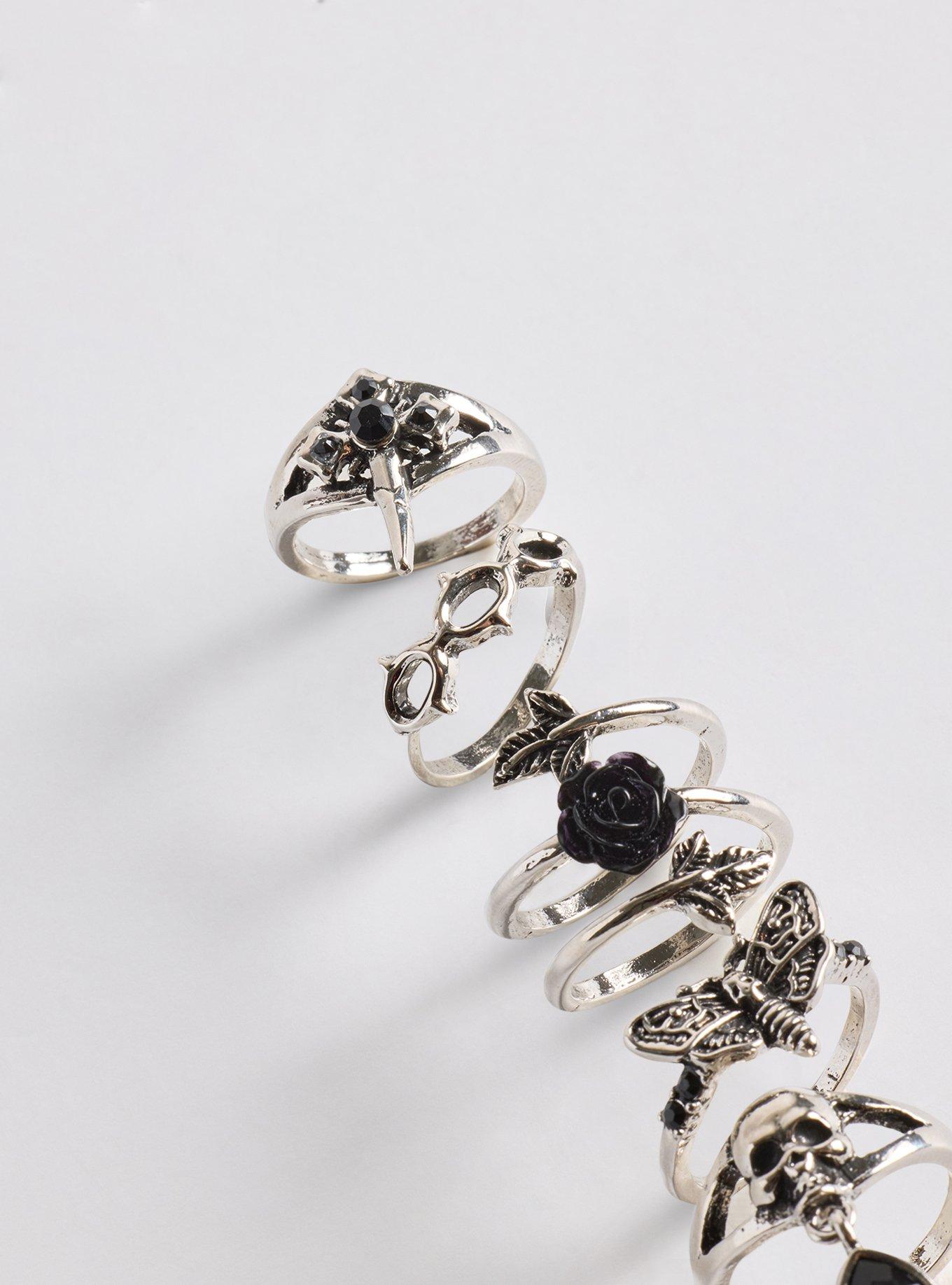 Skull & Dagger Ring Set, SILVER, alternate