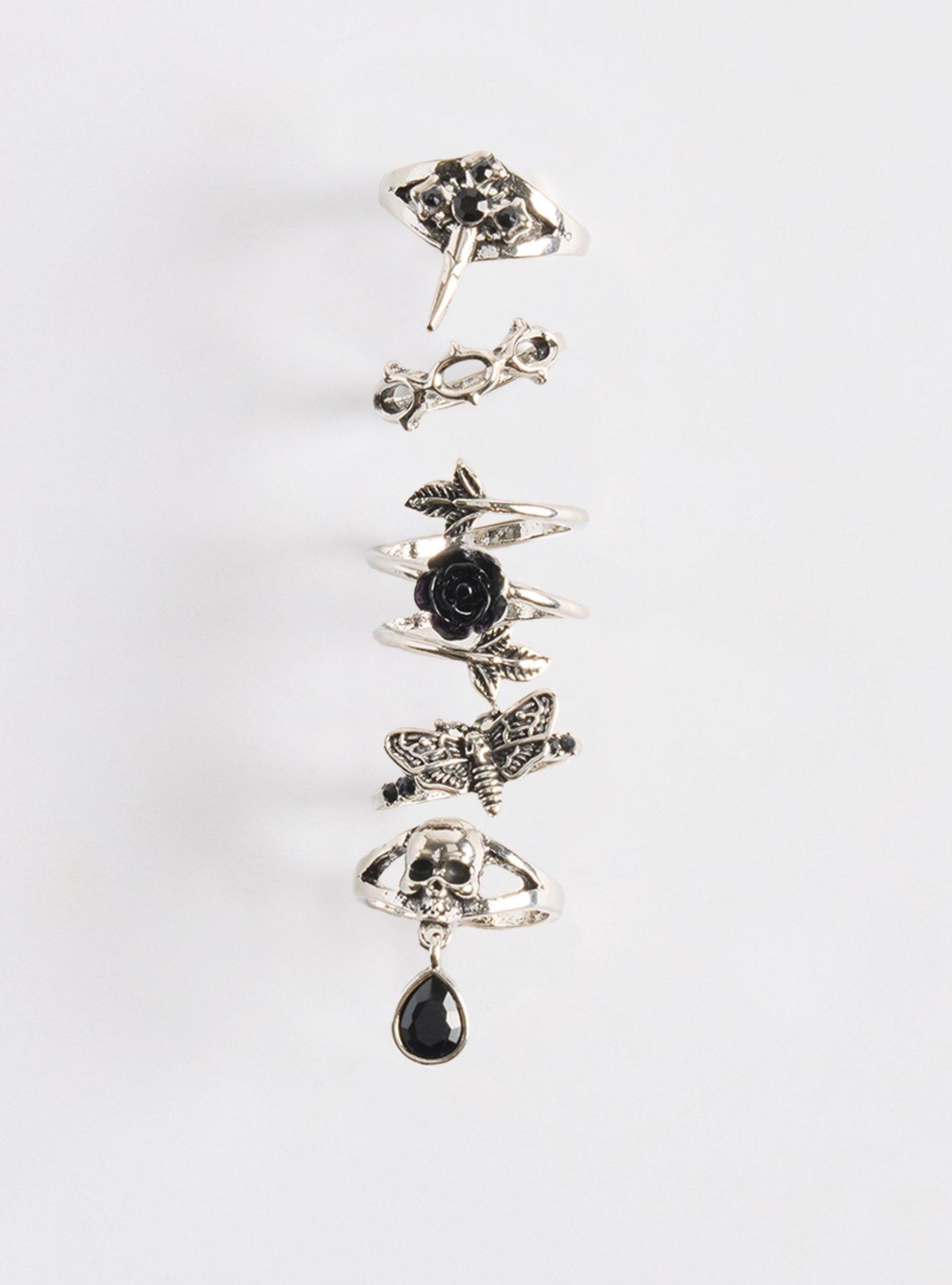 Skull & Dagger Ring Set, SILVER, hi-res