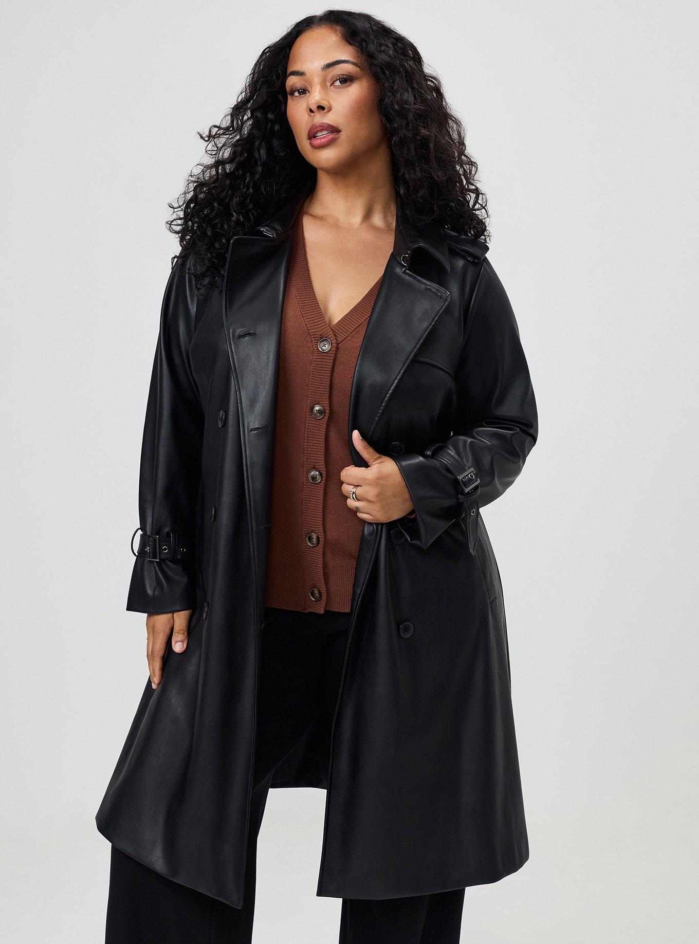 Studio Classic Faux Leather Trench Coat, DEEP BLACK, alternate