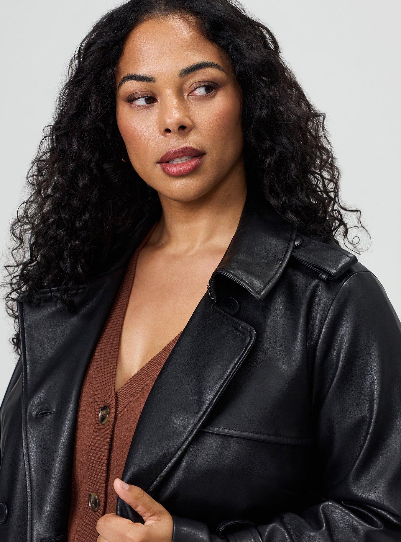 Studio Classic Faux Leather Trench Coat, DEEP BLACK, alternate