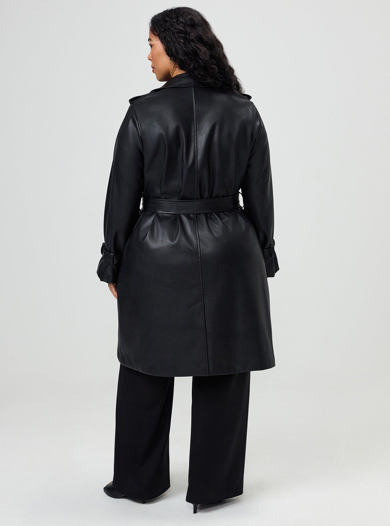 Studio Classic Faux Leather Trench Coat, DEEP BLACK, alternate