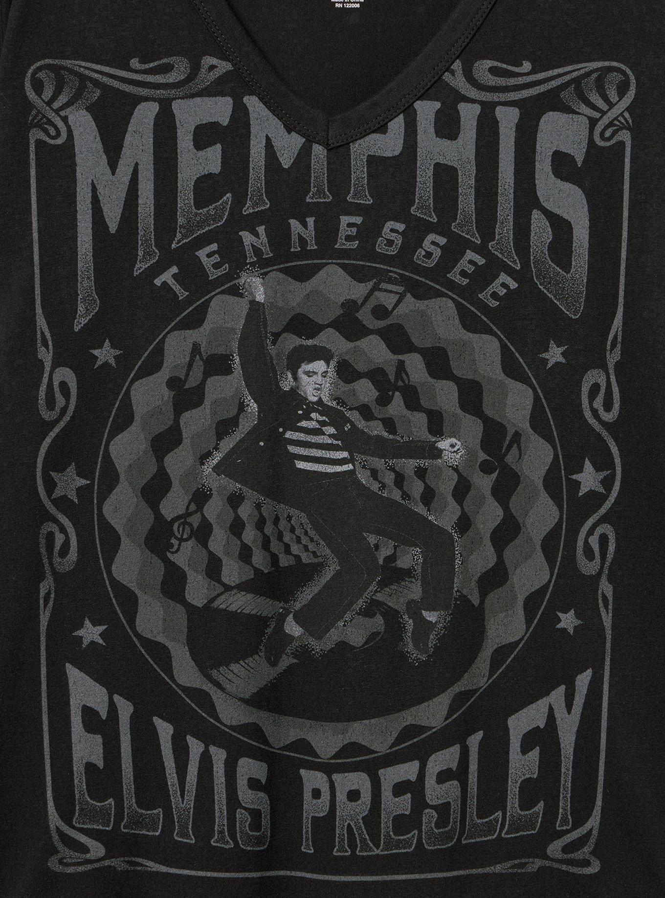 Elvis Classic Cotton V-Neck Tee, DEEP BLACK, alternate