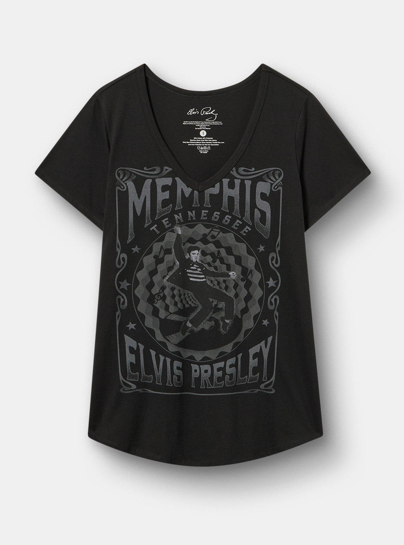 Elvis Classic Cotton V-Neck Tee, DEEP BLACK, hi-res
