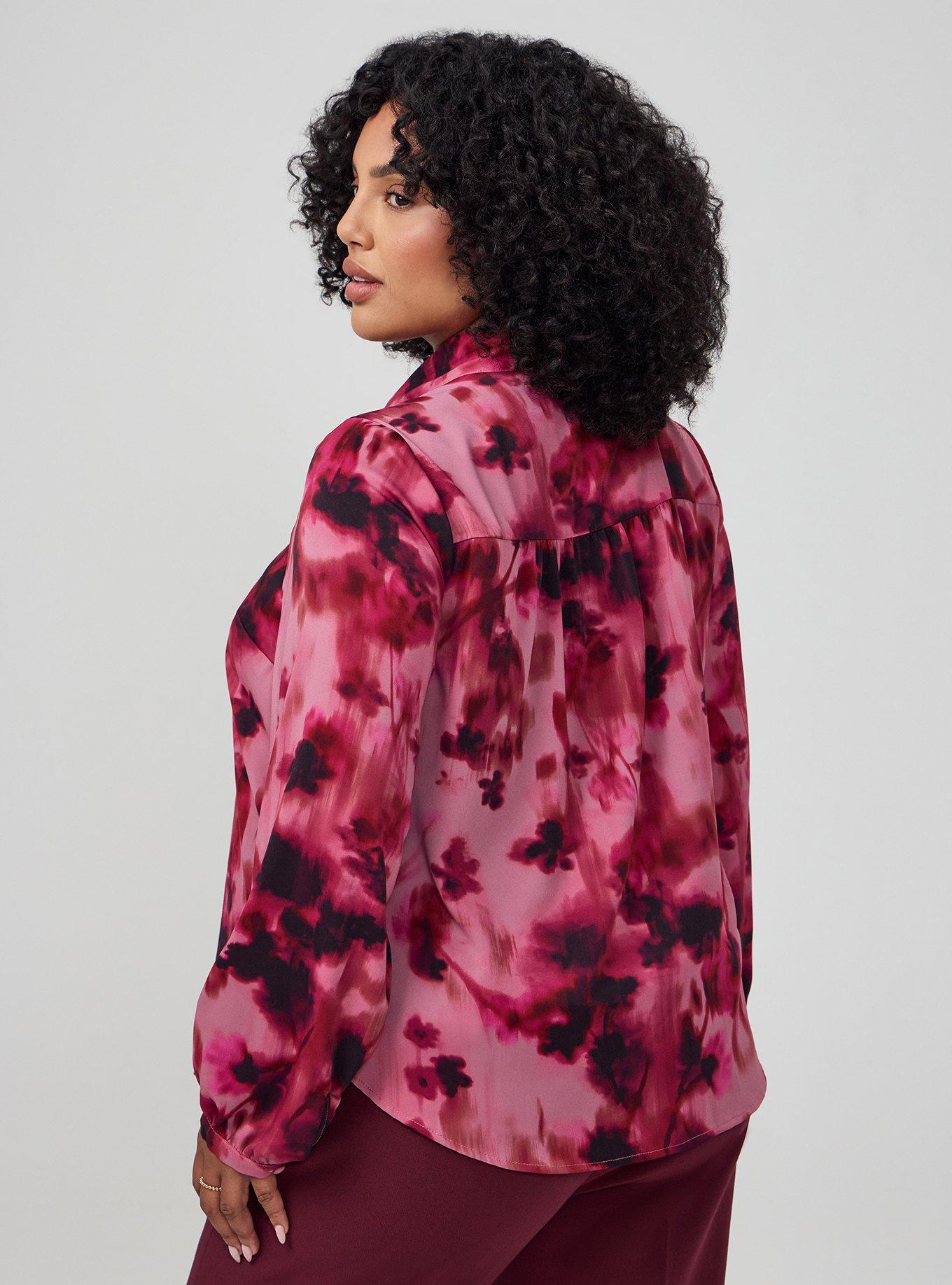 Studio Luxe Bow Button Up Shirt, FLOW FLORAL PINK, alternate