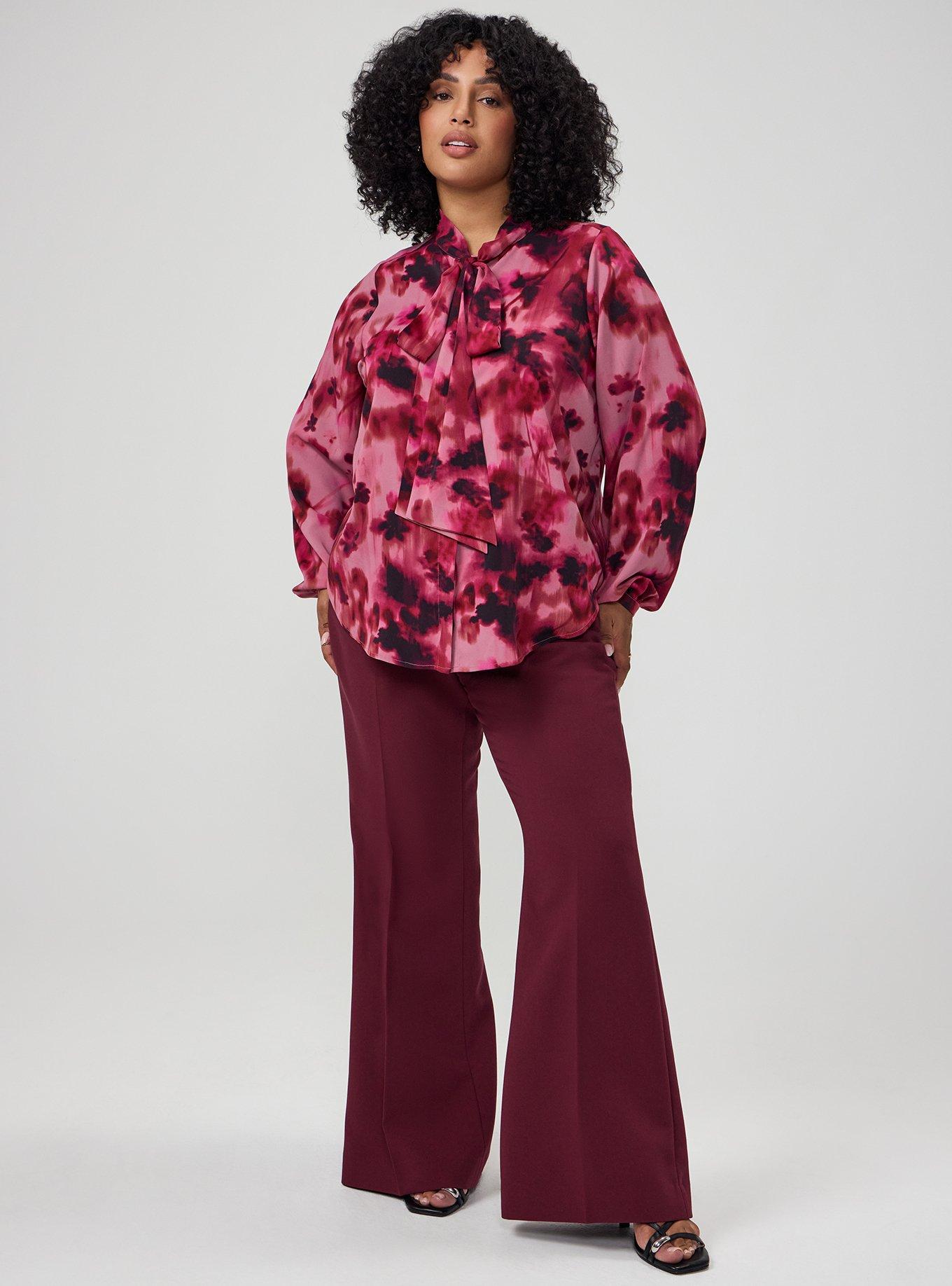 Studio Luxe Bow Button Up Shirt, FLOW FLORAL PINK, alternate