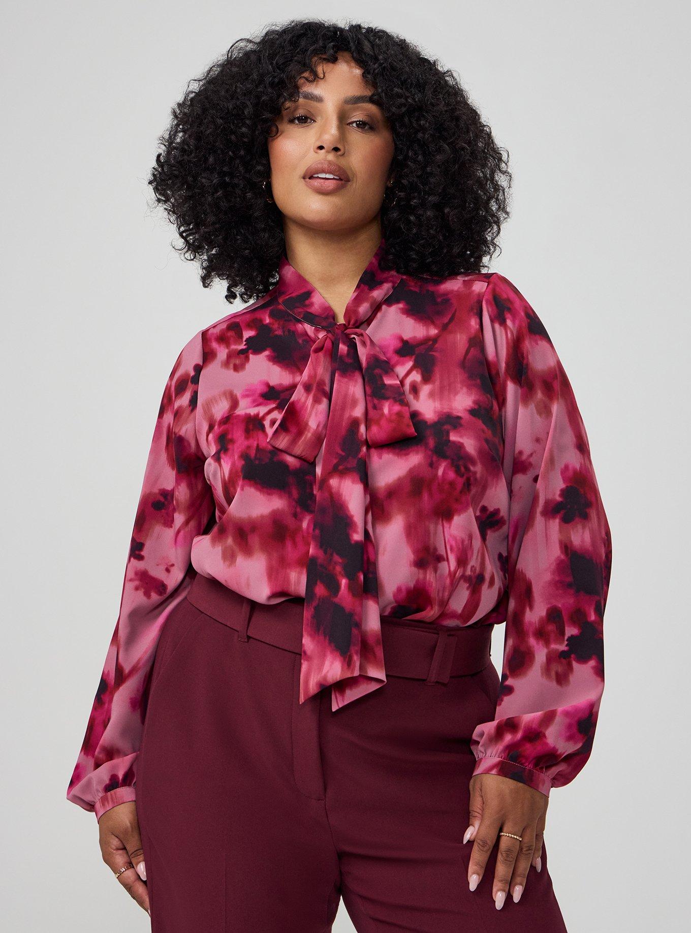 Studio Luxe Bow Button Up Shirt, FLOW FLORAL PINK, alternate