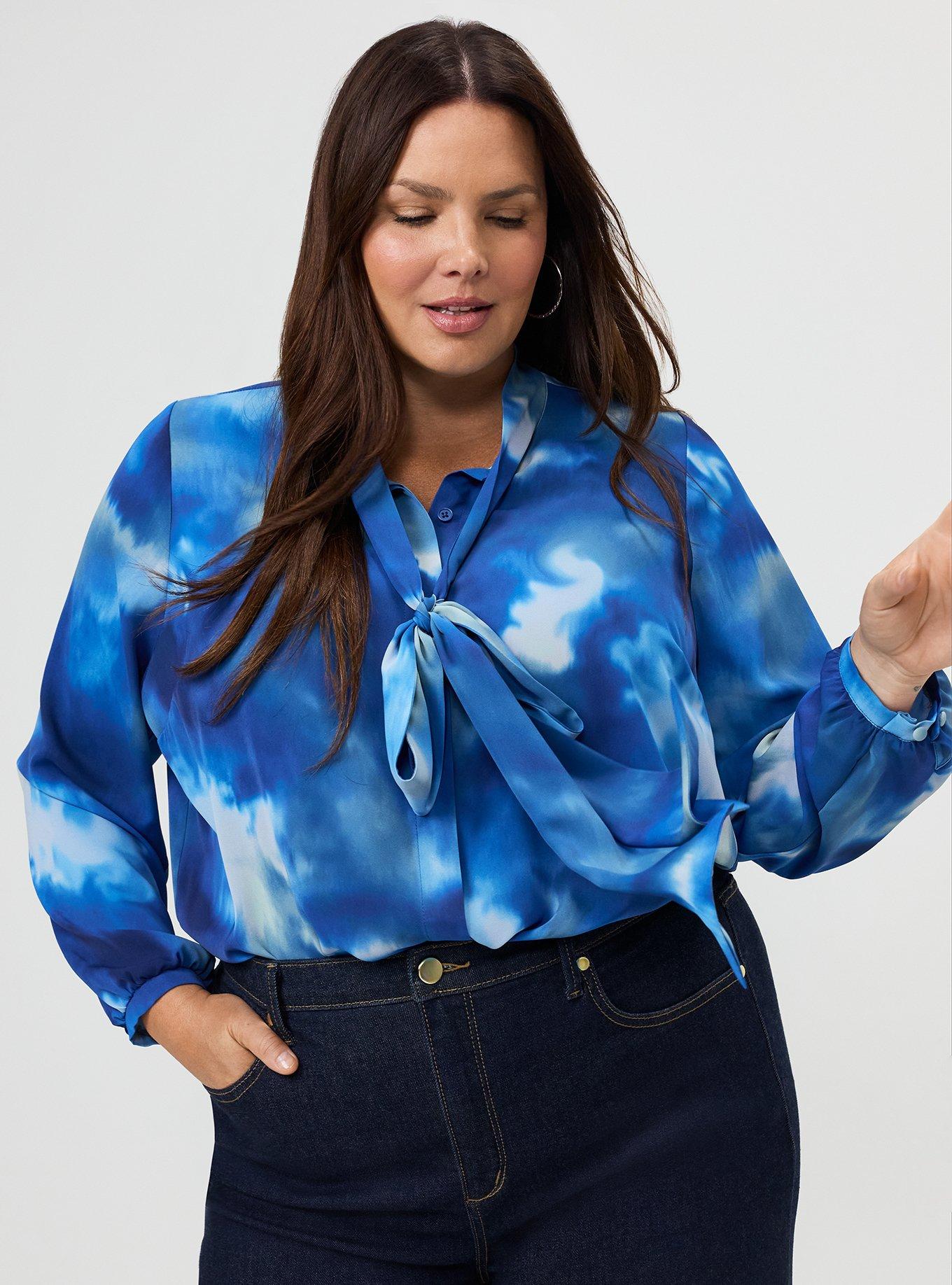 Studio Luxe Bow Button Up Shirt, GOLDEN NIGHT BLUE, alternate