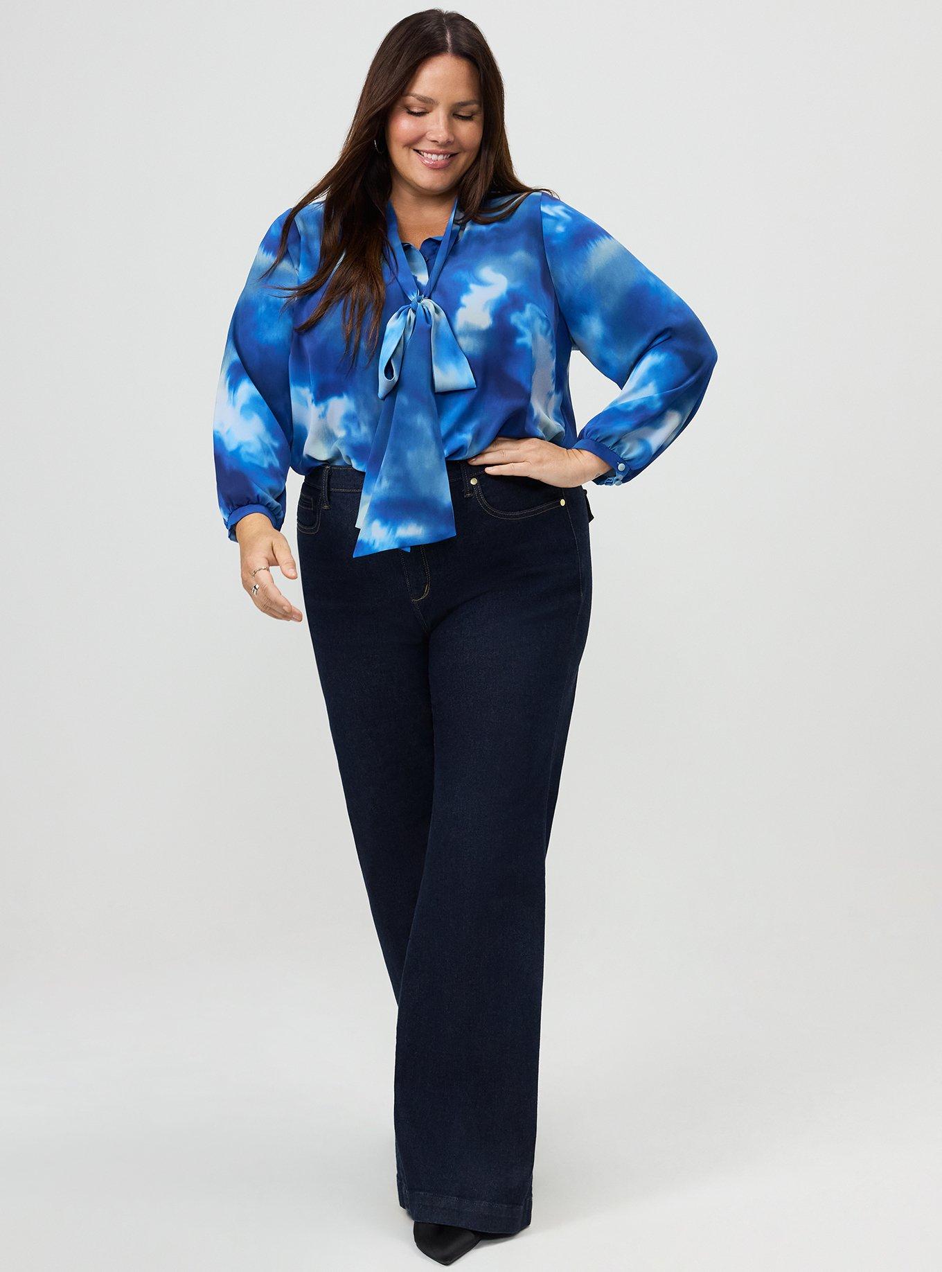 Studio Luxe Bow Button Up Shirt, GOLDEN NIGHT BLUE, alternate